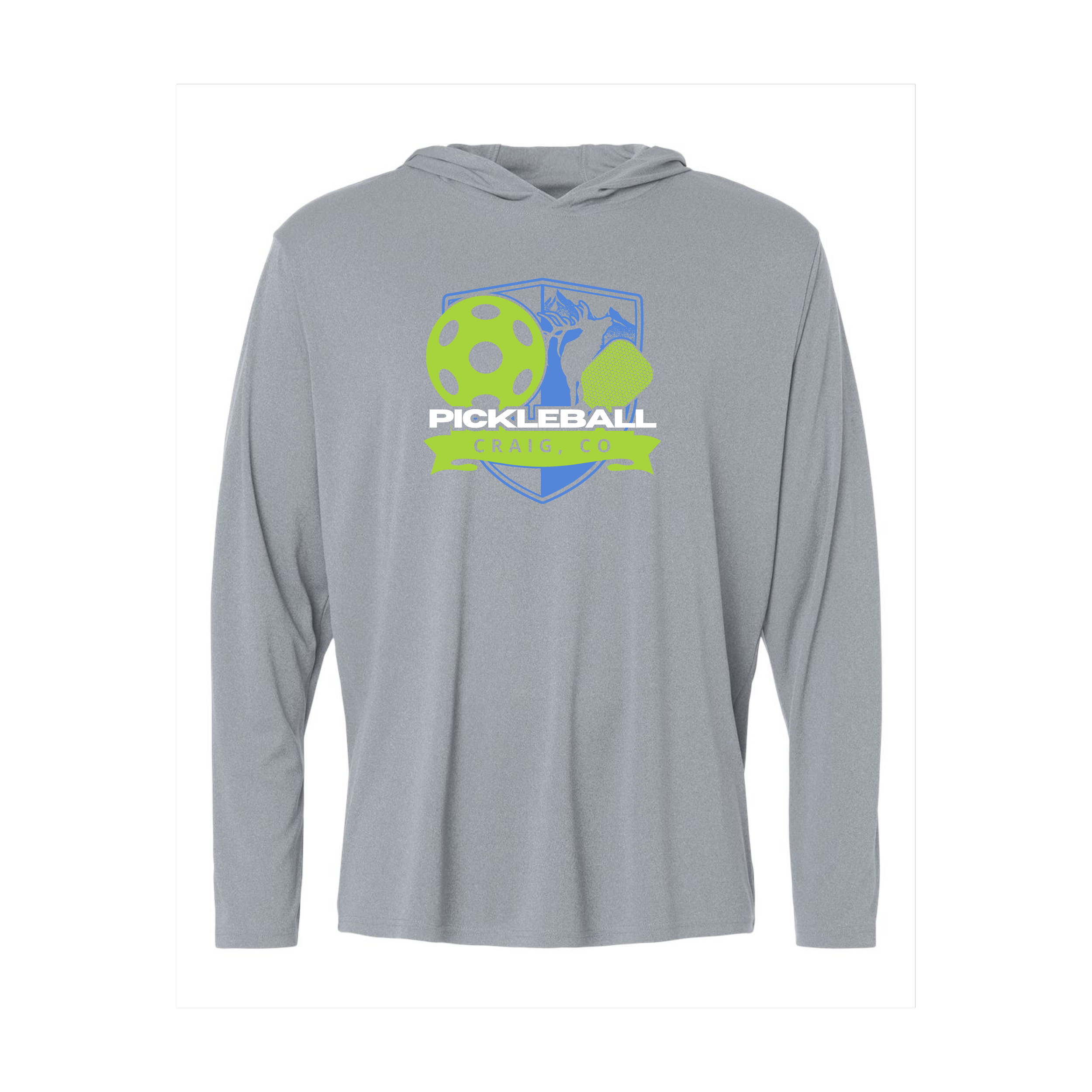 Craig Pickleball Unisex Grey Performance Hooded Long Sleeve
