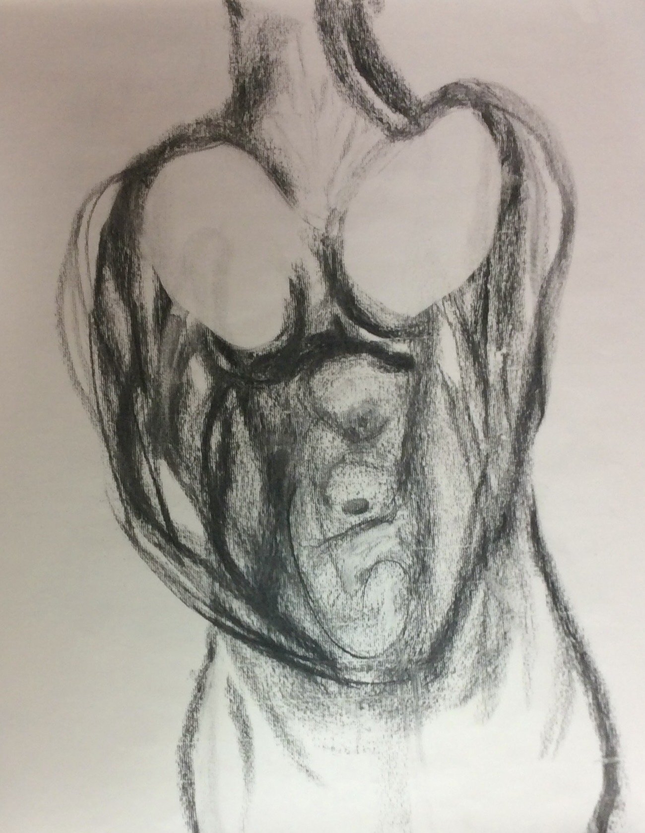 "Within" Charcoal on paper 9" by 12"
