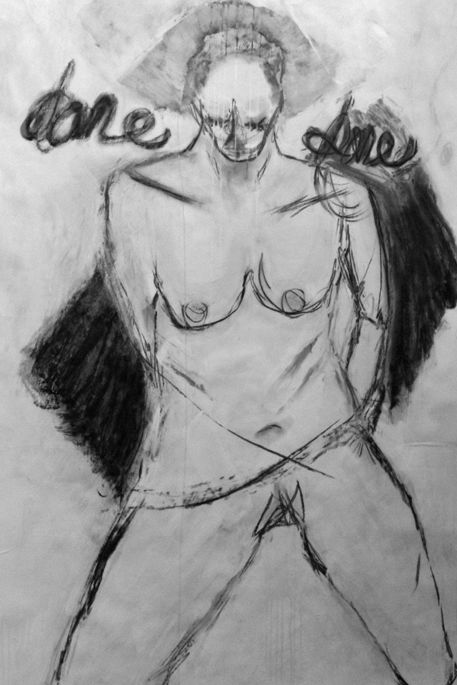 "Dare to be Bare"
Charcoal on paper 72" by 48".