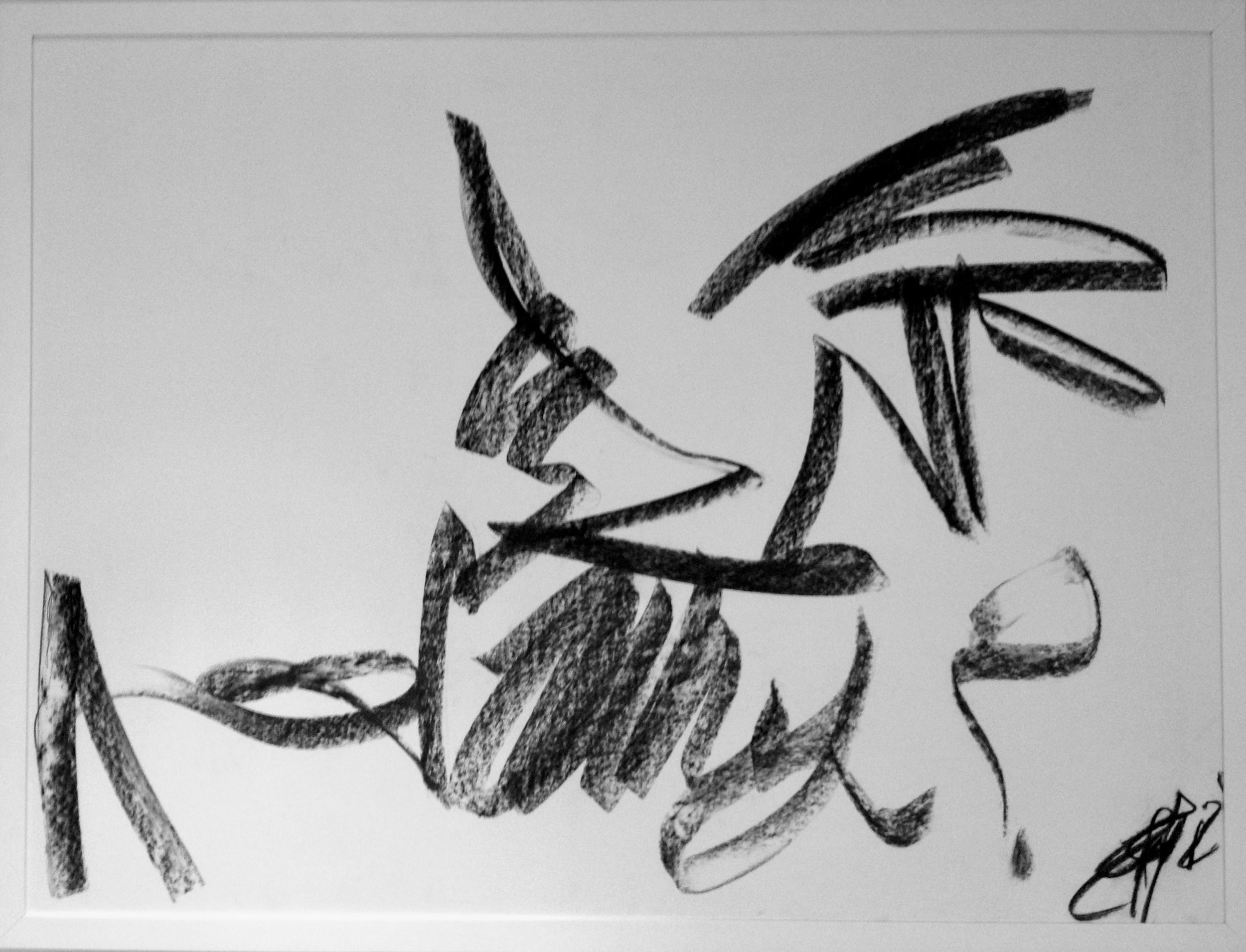 "Why" Charcoal on paper 48" by 36". Sold