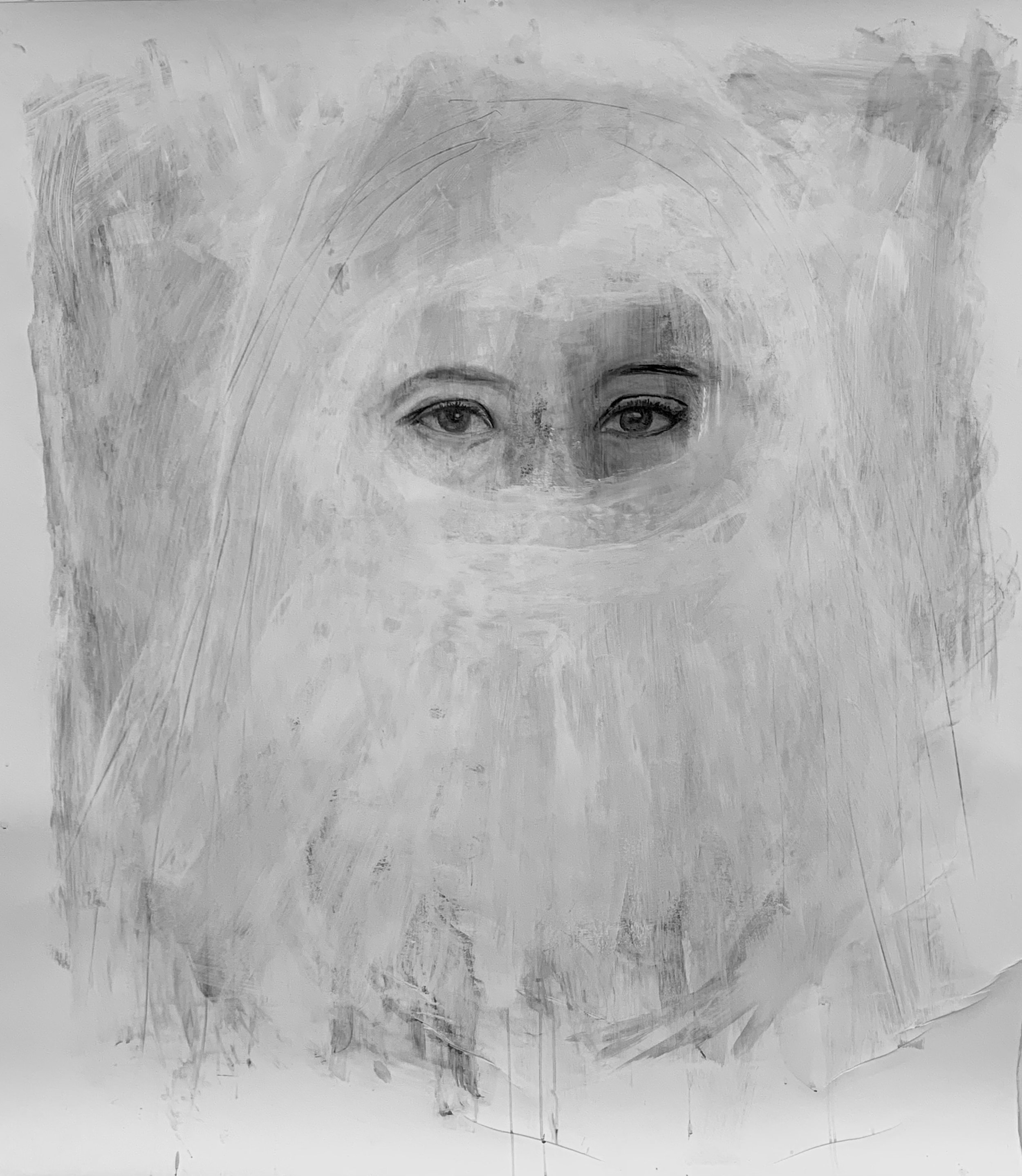 "Untitled" Charcoal and acrylic on paper 60" by 48".