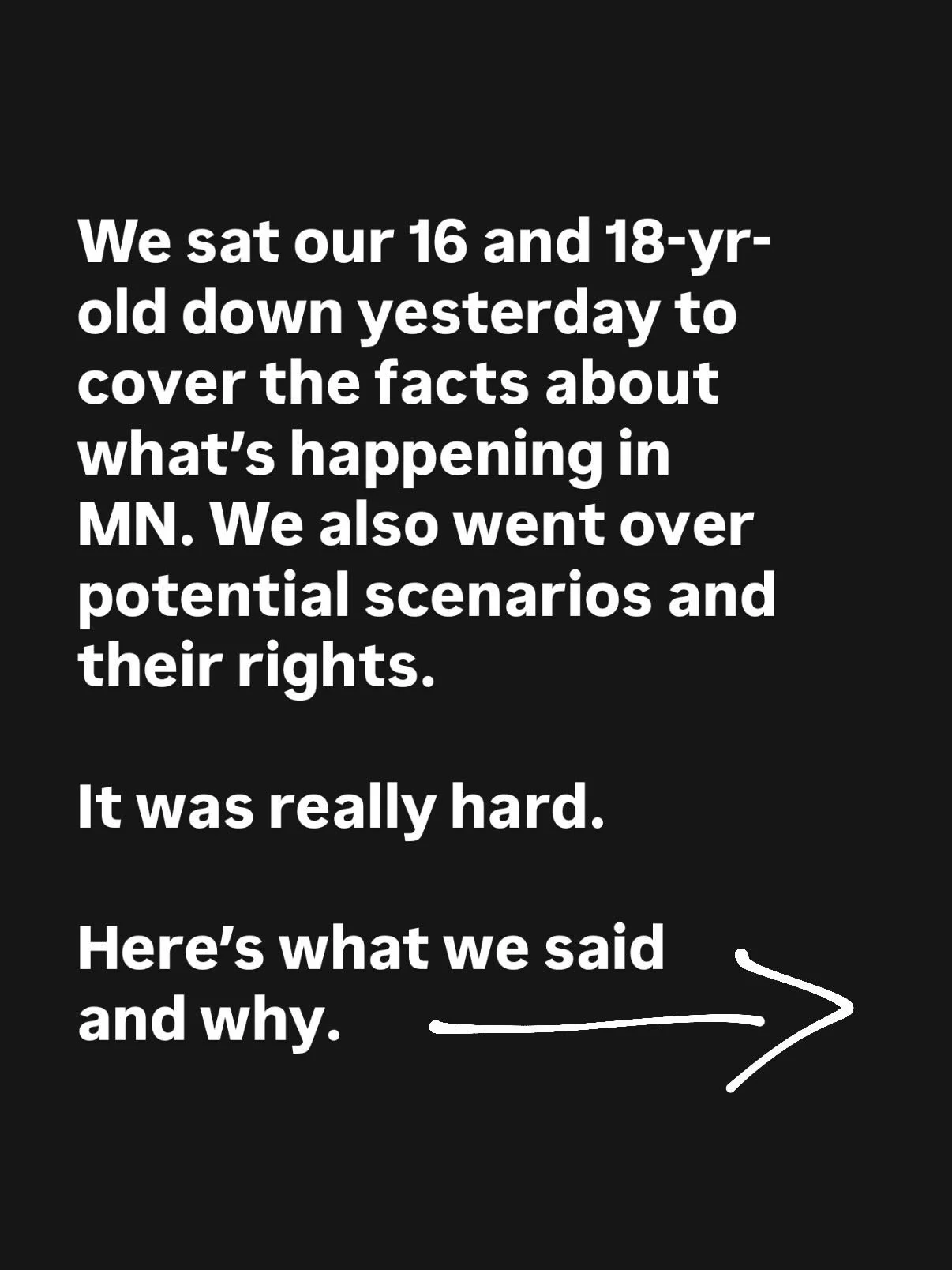 We haven&rsquo;t addressed this with our 13-yr-old yet. I&rsquo;m currently more concerned about my older kids getting caught in the wrong place at the wrong time and needing to be prepared. 

🌡️ 1. Teens can handle hard facts. What overwhelms them 