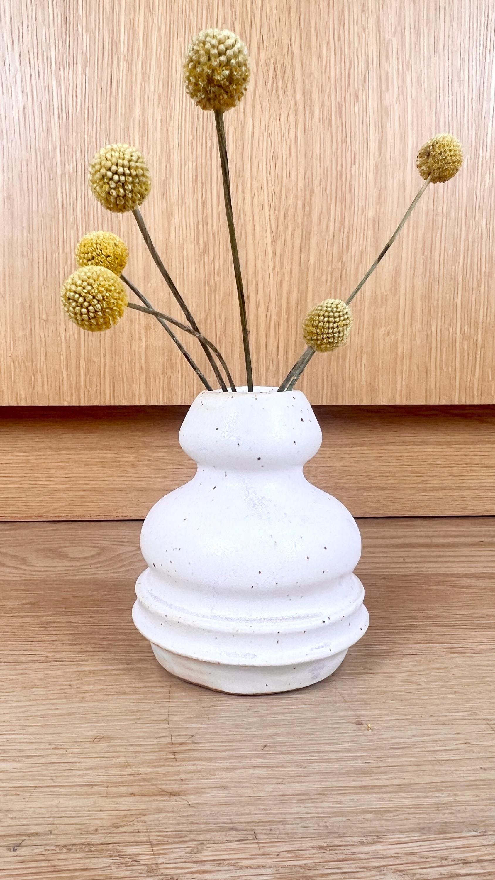 Speckled Cream Ceramic Bud Vase