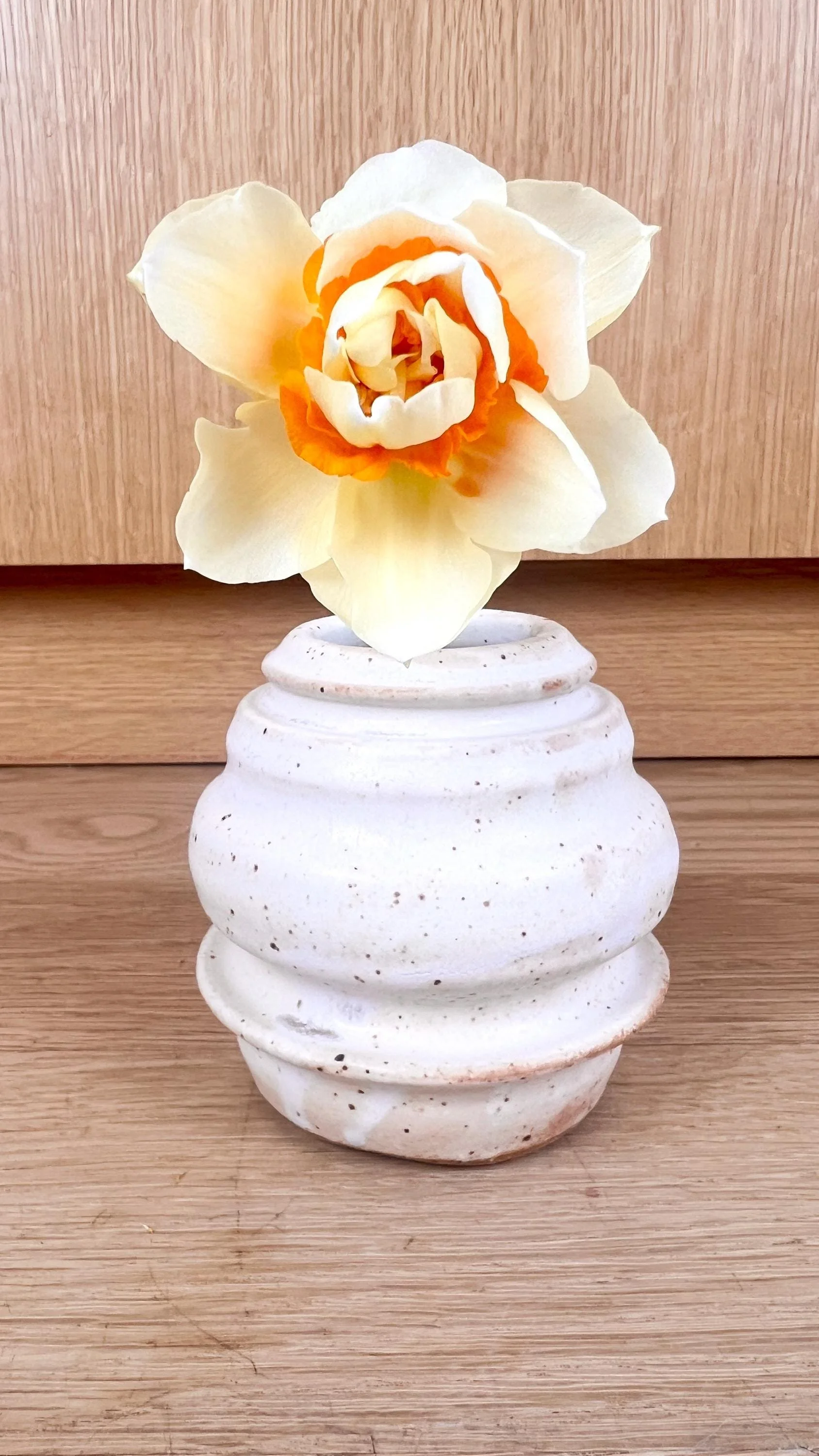 Speckled Cream Stoneware Bud Vase