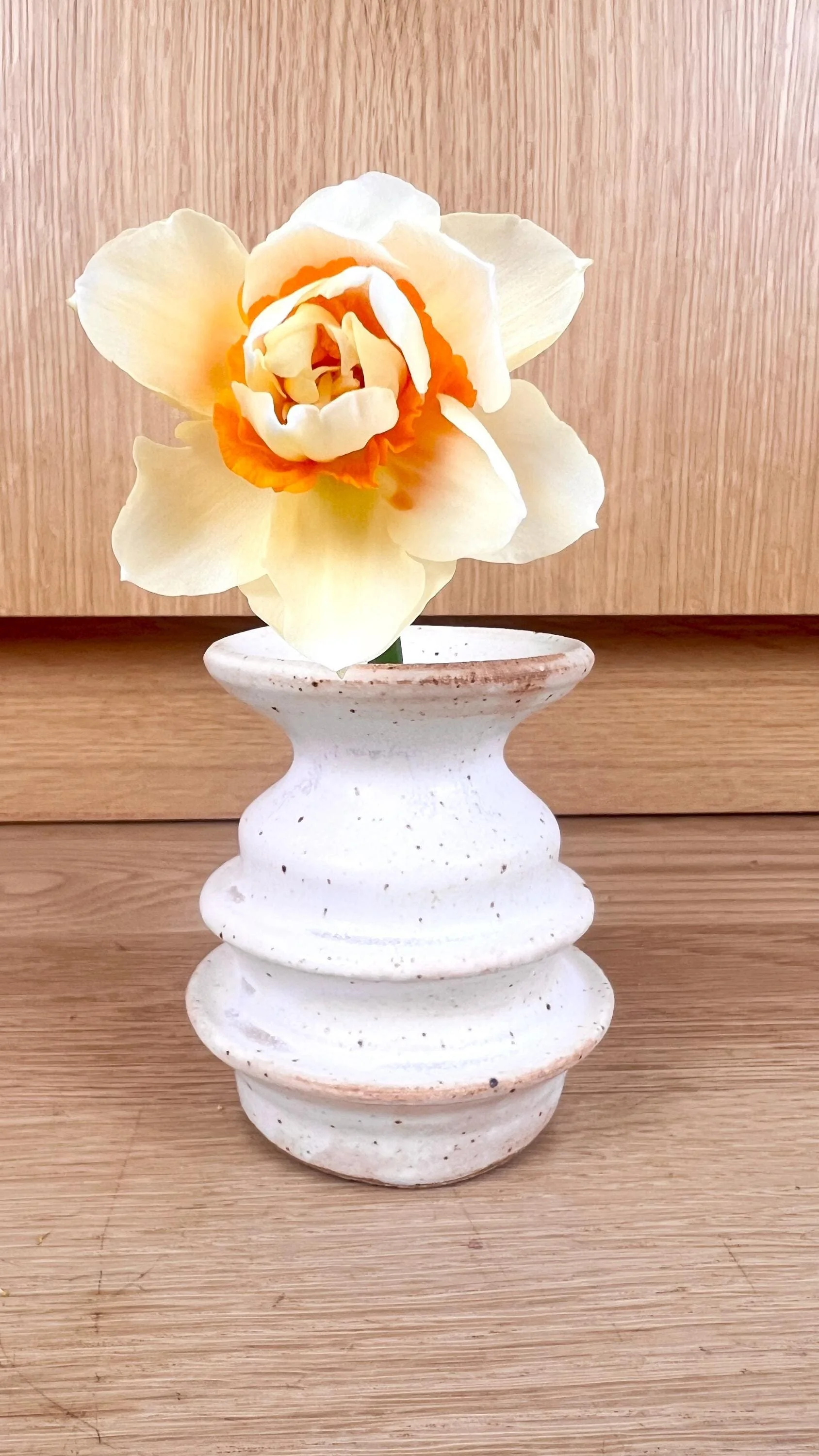 Speckled Cream Stoneware Bud Vase