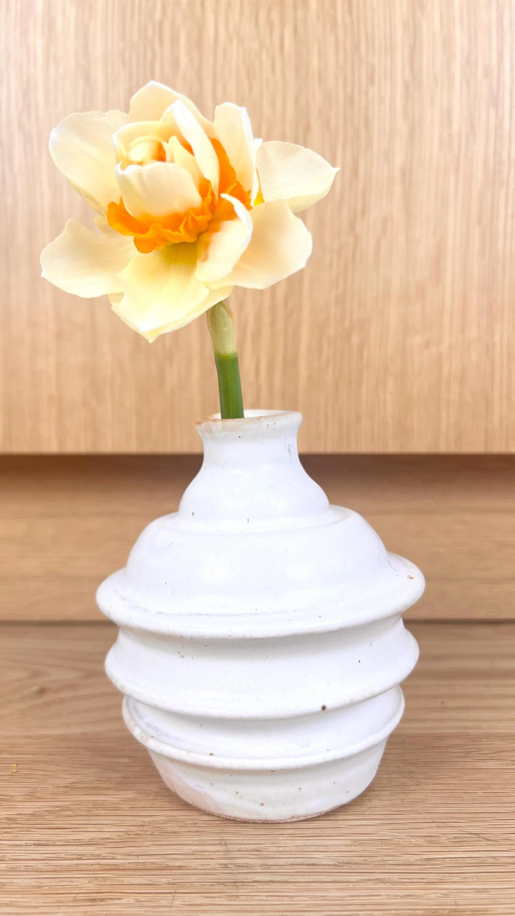 White Stoneware Bud Vase