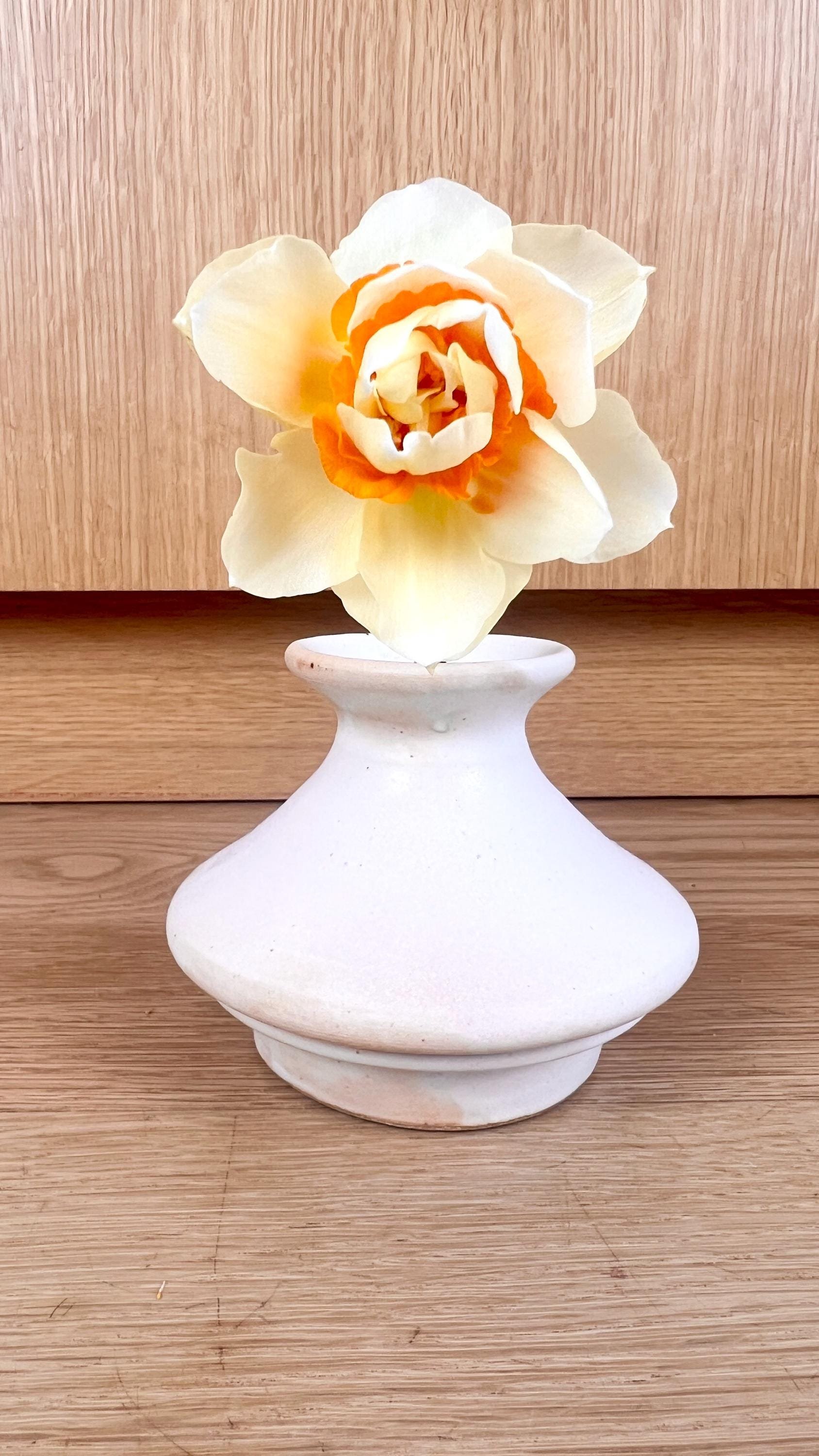 White Stoneware Bud Vase