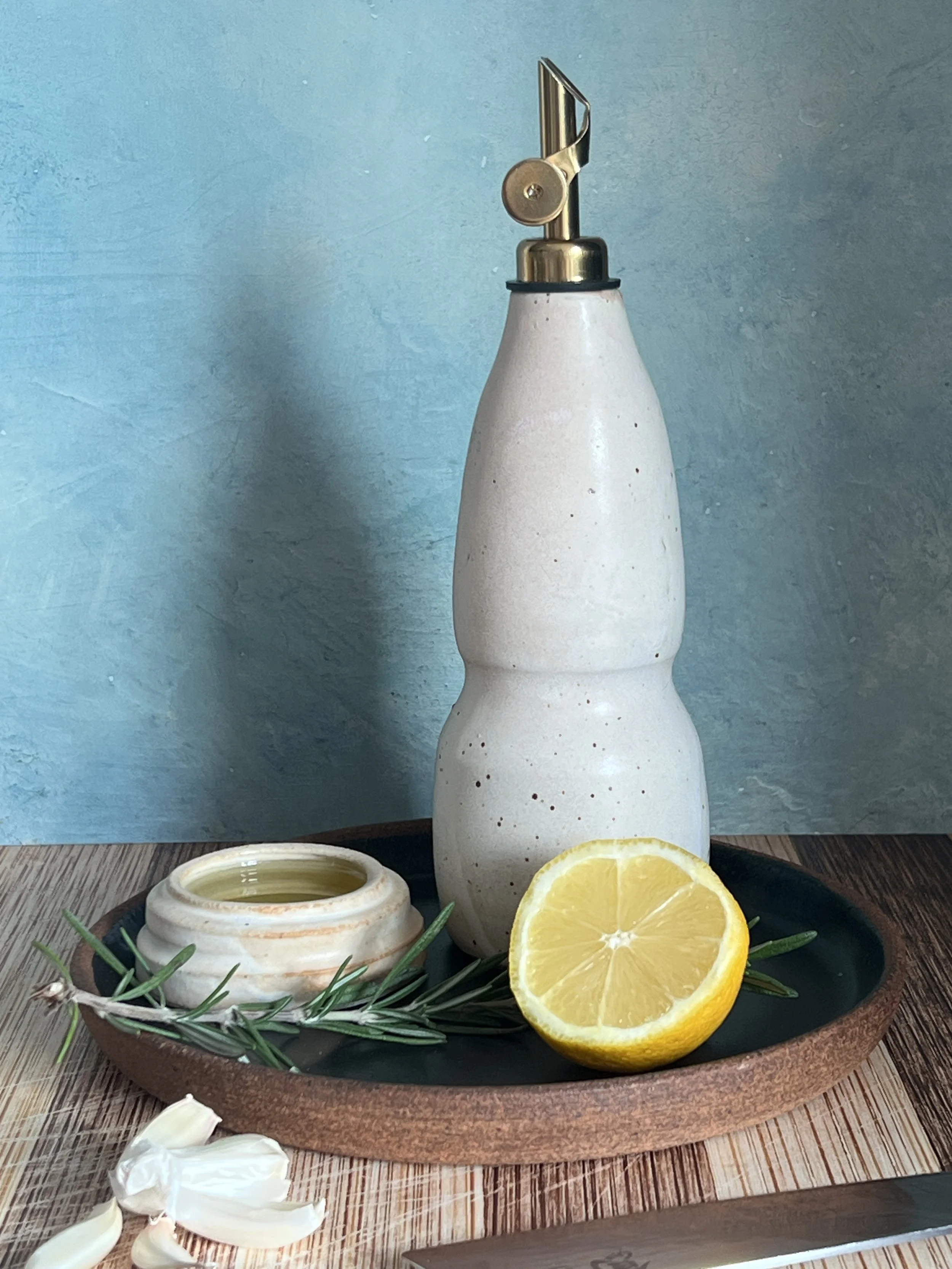 White Ceramic Olive Oil Dispenser
