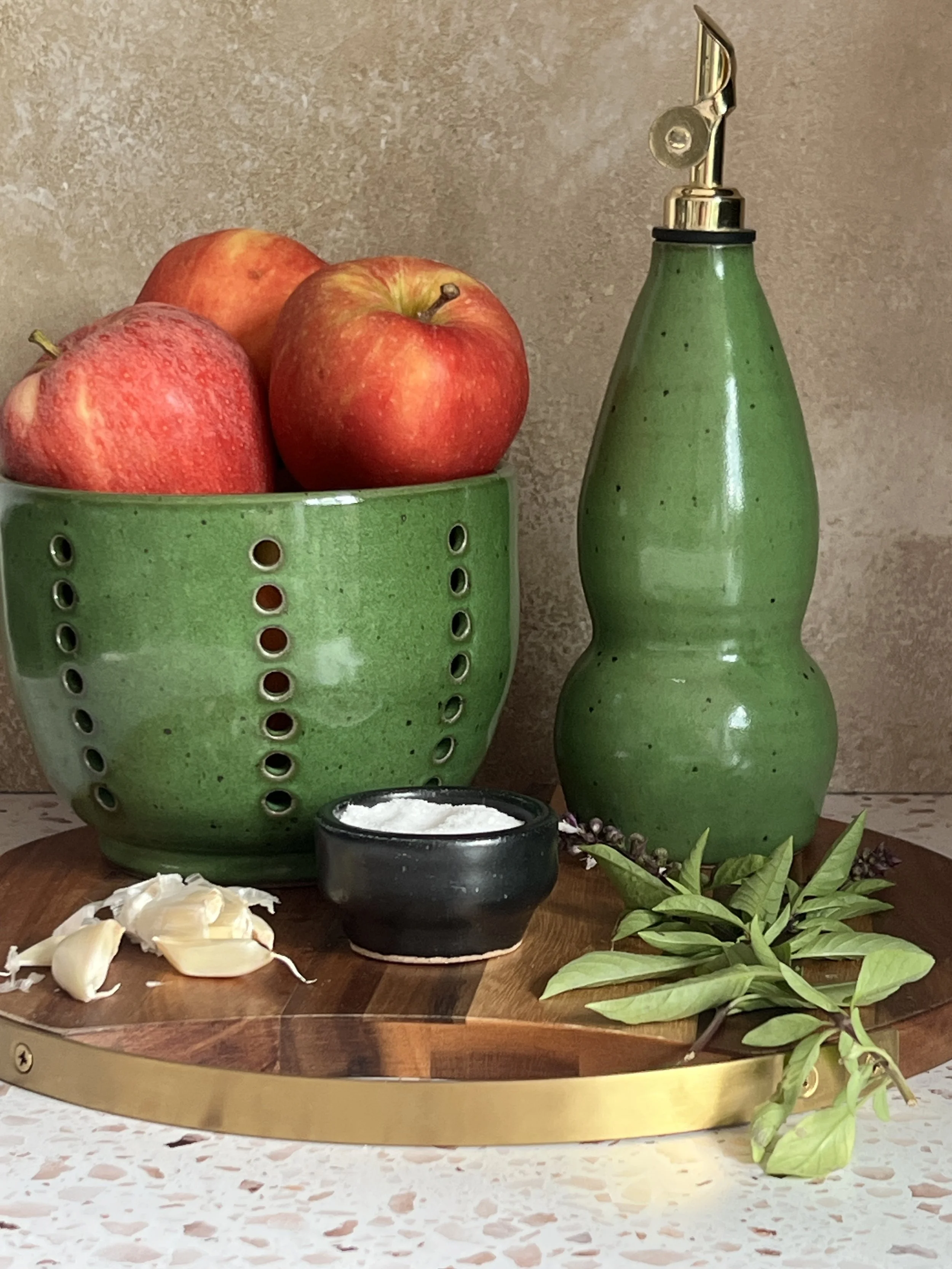 Green Ceramic Olive Oil Dispenser 8 oz