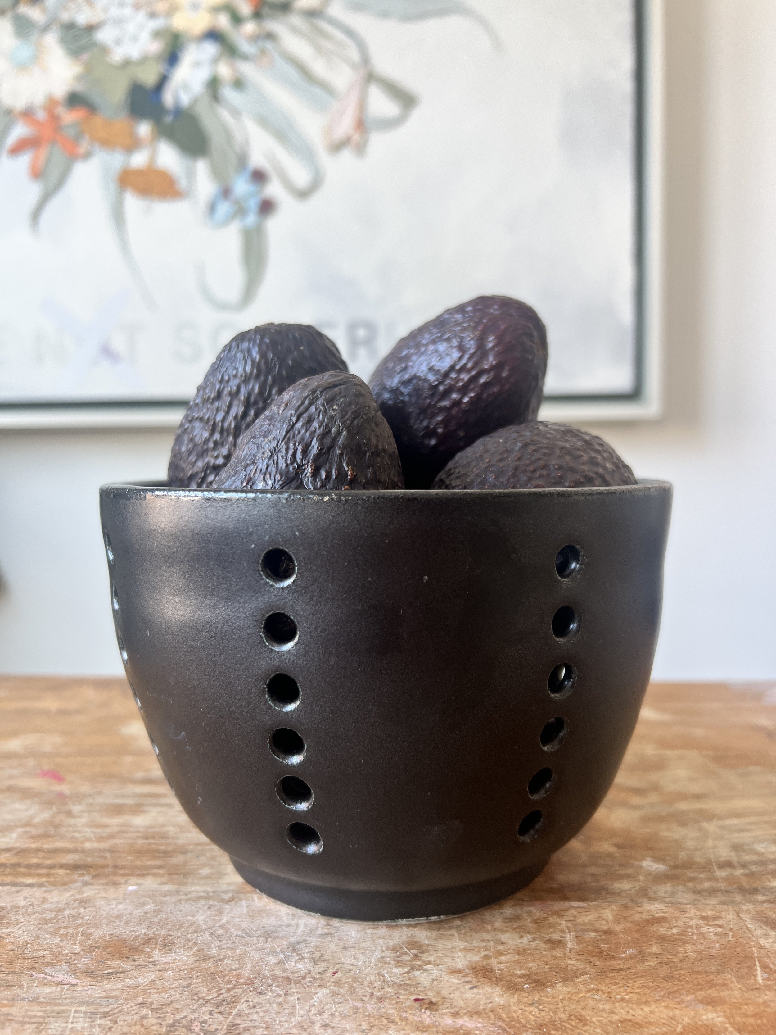 Black Ceramic Colander / Berry Bowl