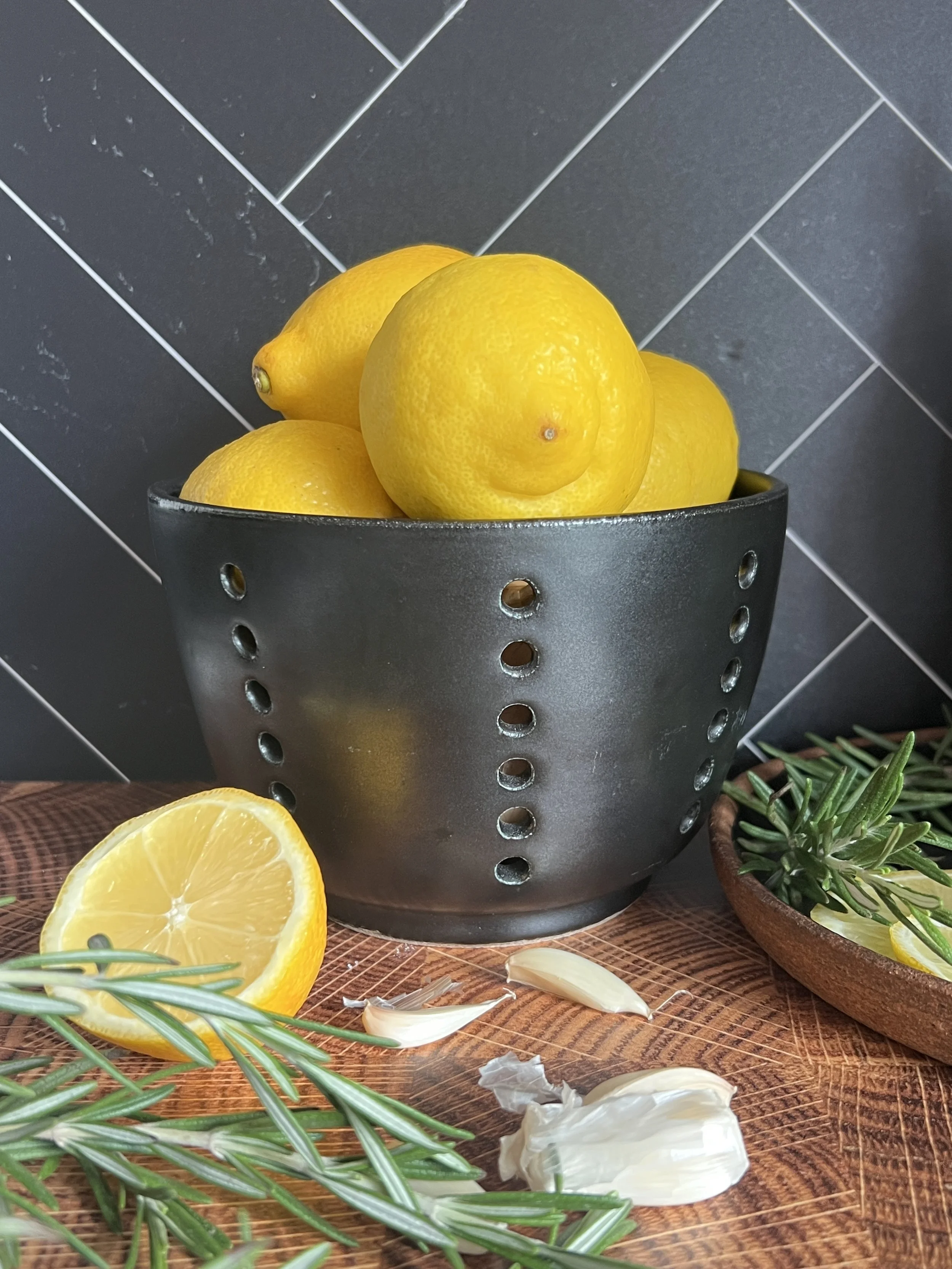 Black Ceramic Colander / Berry Bowl