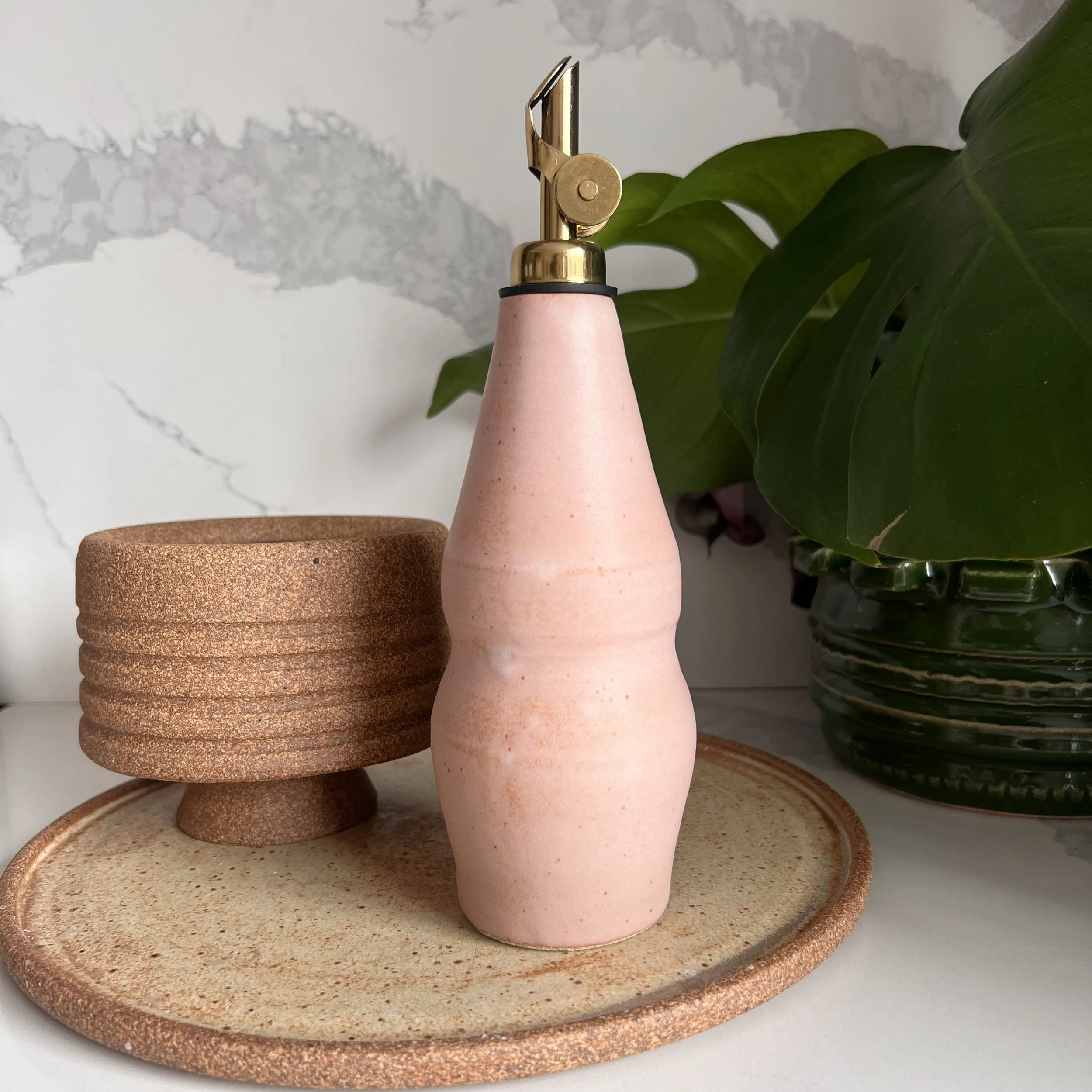 Pink Ceramic Olive Oil Dispenser