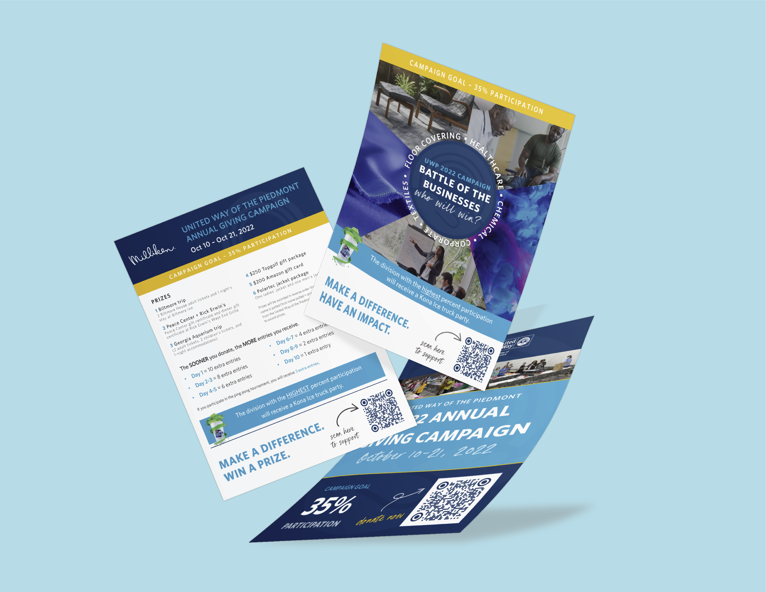 Promotional flyers distributed throughout the headquarters and at participating manufacturing plants.