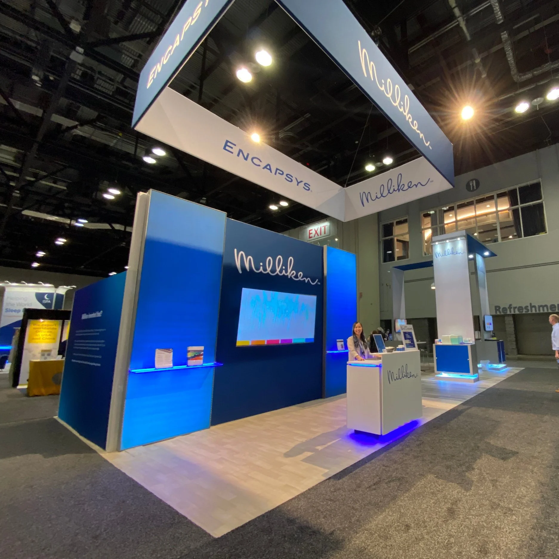 The International Sleep Products Association (ISPA) 2022 tradeshow in Orlando, Florida where we debuted SimplyFR, alongside other bedding capabilities, the Chemical Division, and Encapsys. I also designed the tradeshow booth artwork.
