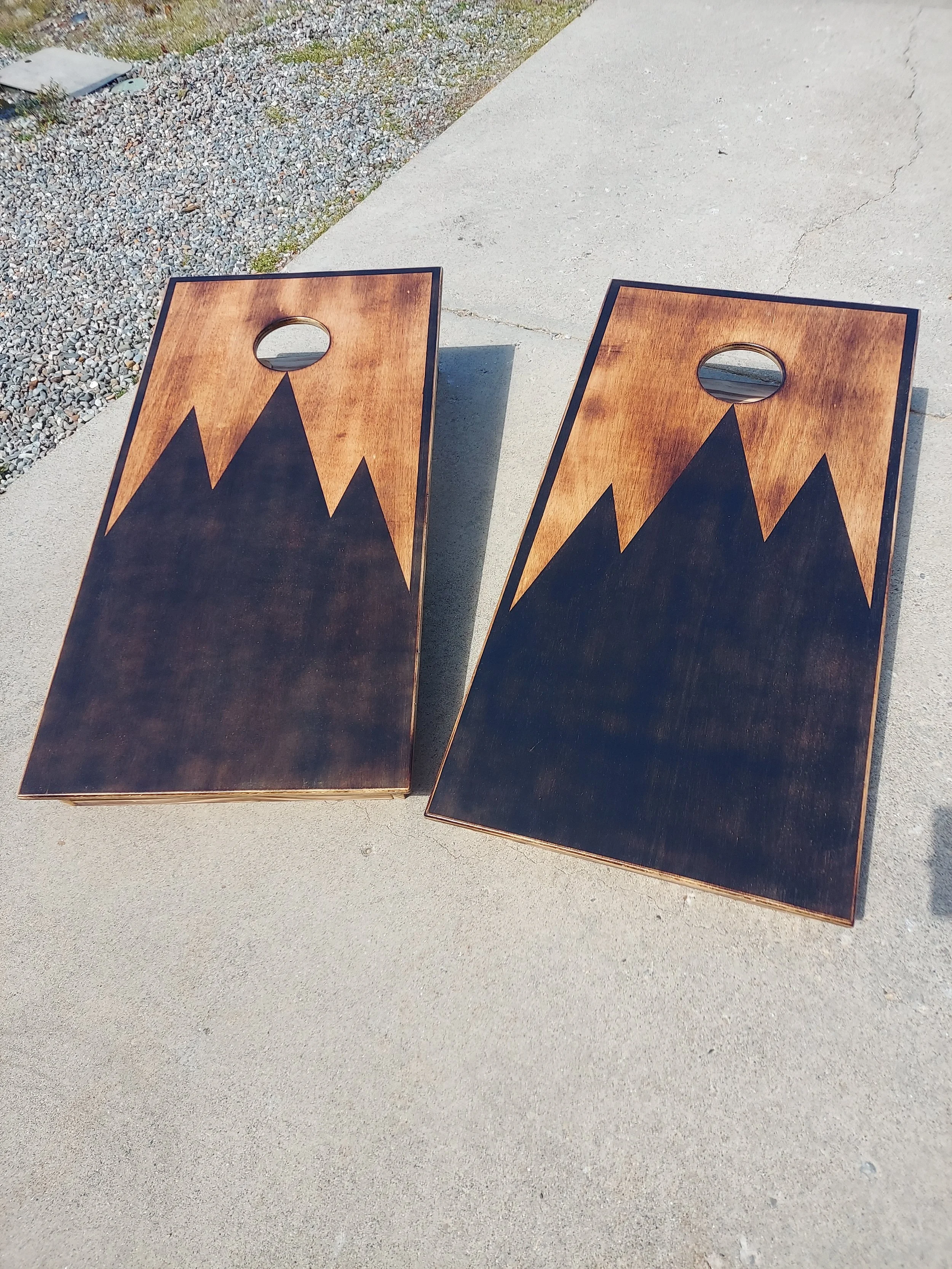 Burned Board w/ Mountains Painted