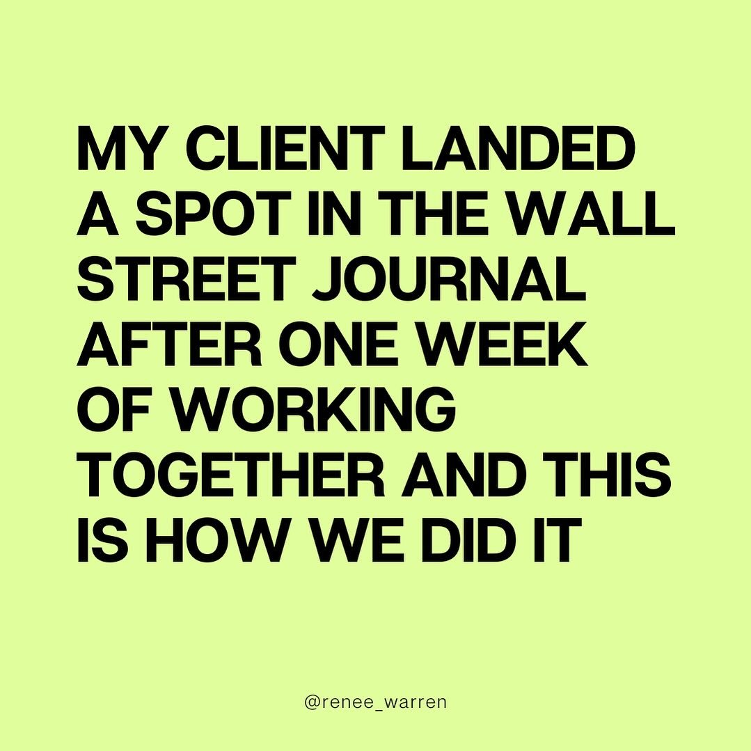 After ONE WEEK of pitching, I landed my client a spot in the Wall Street Journal.⁣
⁣
Why is this a big deal? ⁣
⁣
It&rsquo;s not just a &ldquo;check&rdquo; off their bucket list, it&rsquo;s a validation of their expertise and a testament to their valu