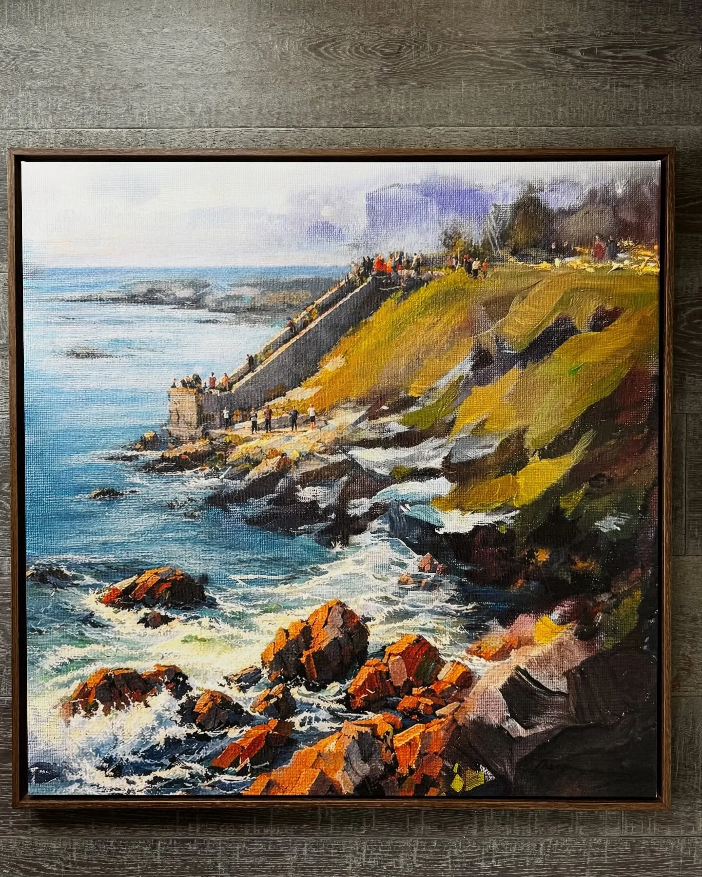 Painted on location at the iconic 40 Steps along Newport&rsquo;s Cliff Walk, this piece captures a moment shaped by light, wind, and movement. Now, reimagined at a larger scale, it finds its place in a home deeply connected to Newport, carrying that 