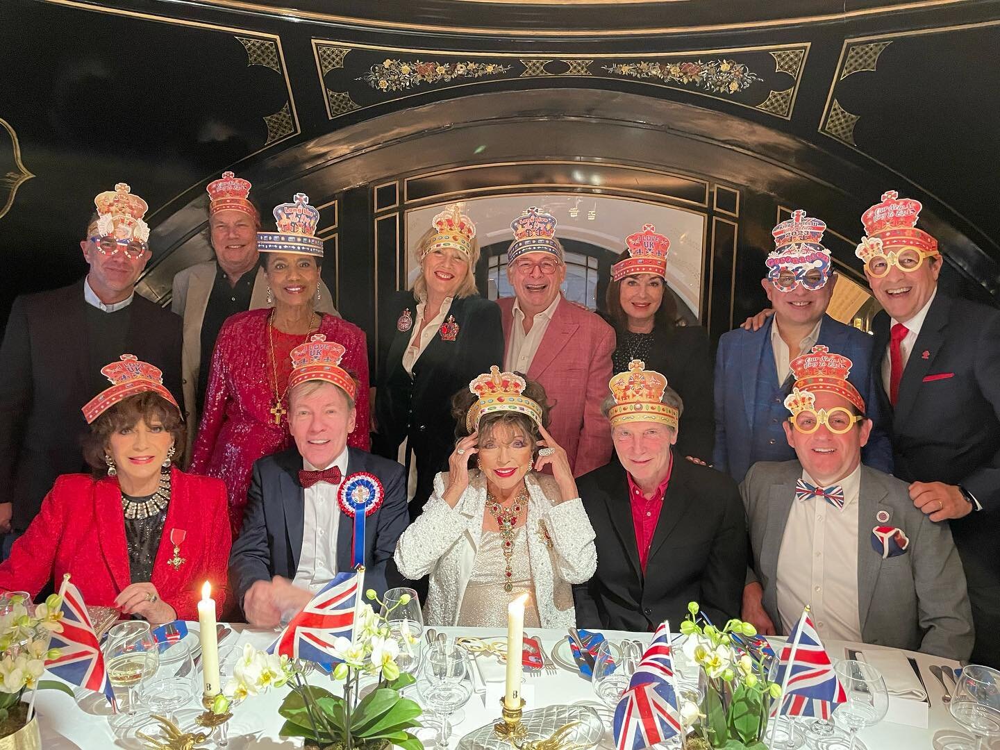 Our own fabulous #coronation #celebration at the Wolseley with a host of #greatfriends @biggins.christopher @oneneilsin @ivanmassow @fennelltheo @louise.fennell @hazelcollins8000 @alisonpapworth Andrew Pierce, Russell Tanguay, Evie Bricusse, #brother