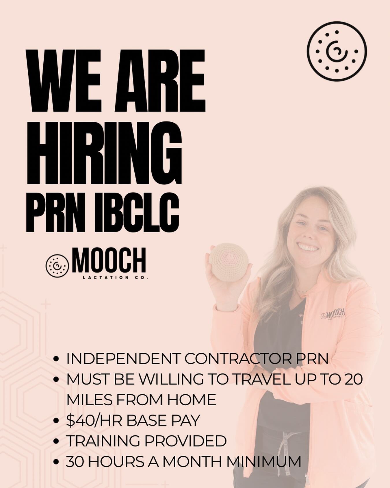 🚨 Mooch Lactation is Hiring! 🚨

We&rsquo;re looking for a PRN Lactation Consultant to join the Mooch team serving the Greater Austin area! 💗

✨ Flexible schedule✨ Competitive pay✨ Supportive, mom-centered care model✨ Opportunity for in-home and vi