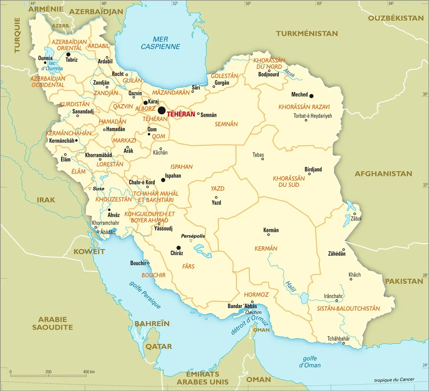 Carte administative de l'Iran
