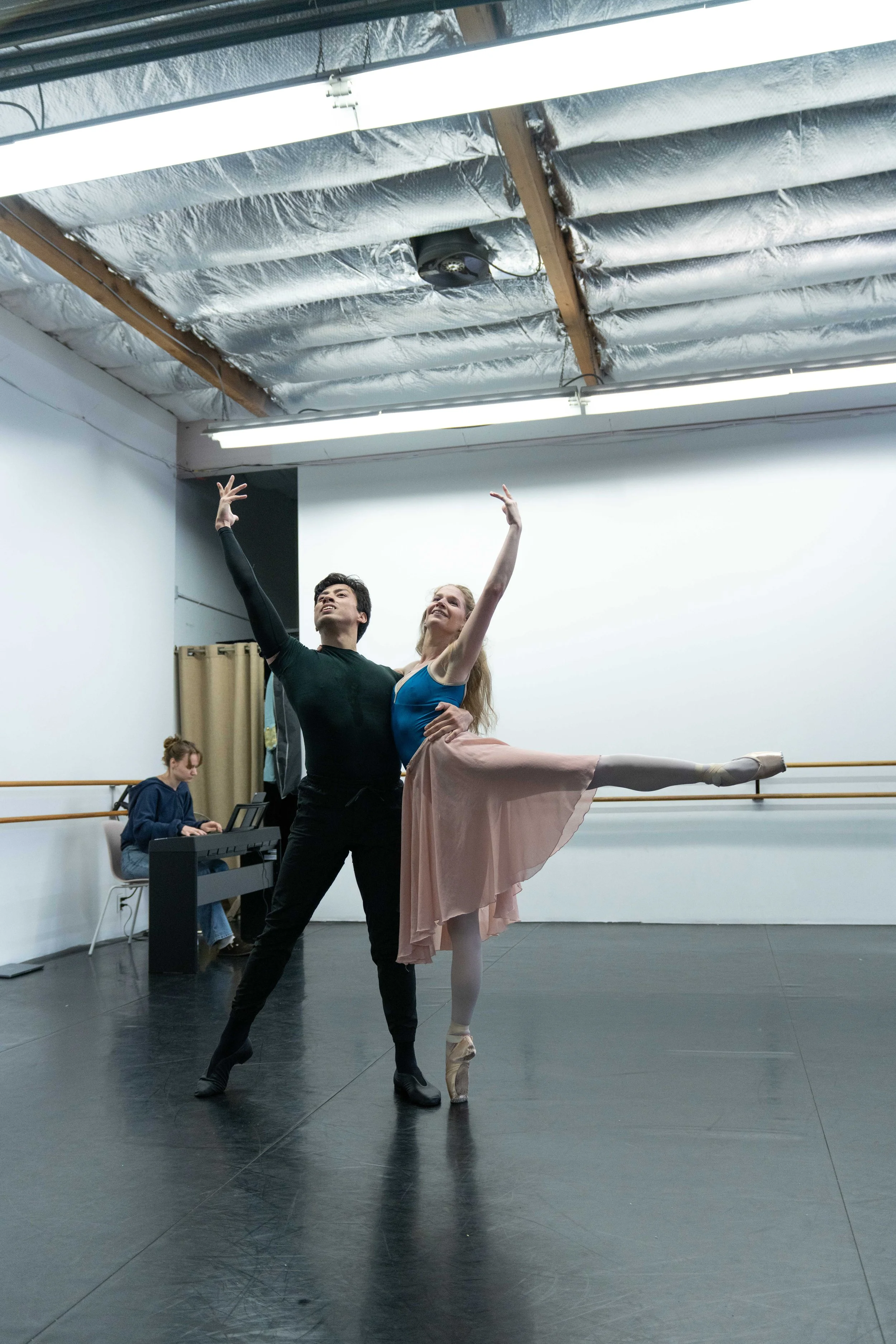 Rehearsal with dancers and pianist for Carousel - in studio at Ballet Arte