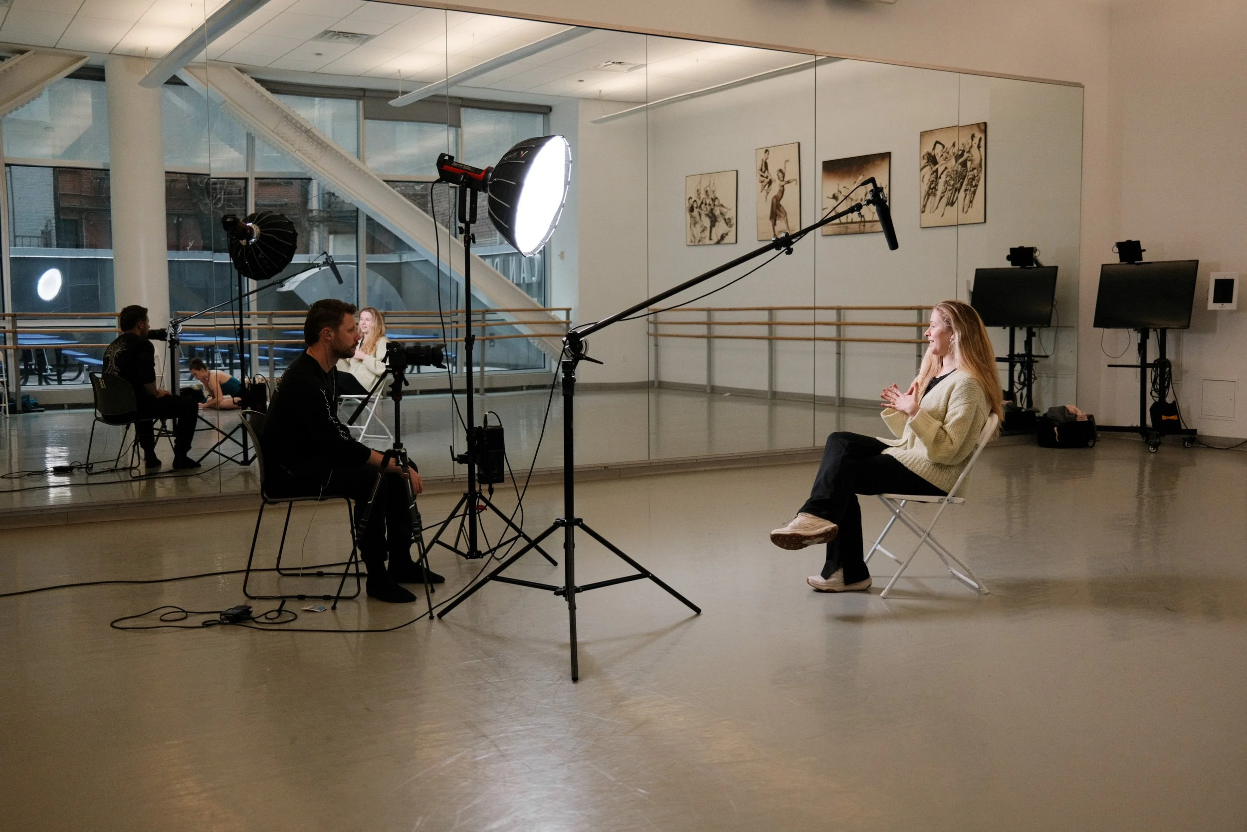 Choreographer Laine Habony interviewing about her new creation Chasing Shadows, to share behind the scenes with audiences digitally