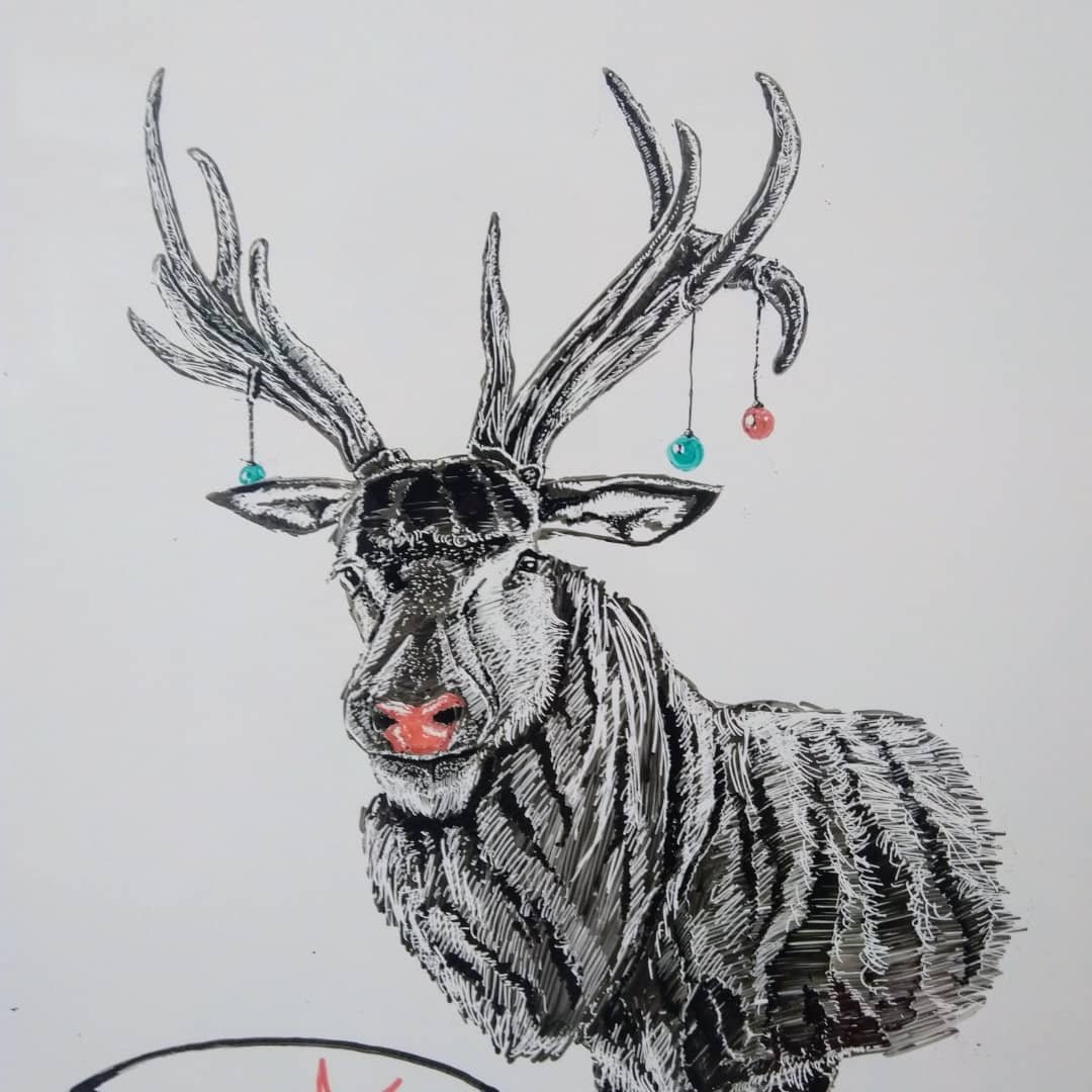 Rudolph. Marker on whiteboard