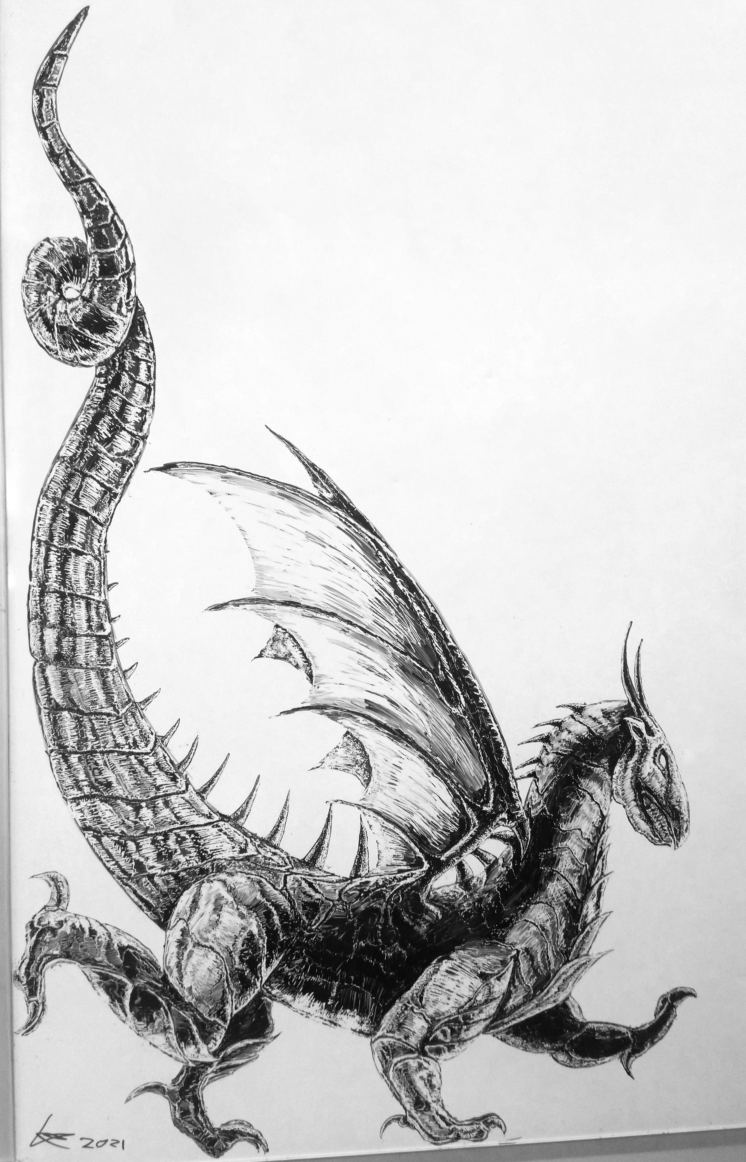 Guardian Dragon. Marker on whiteboard
