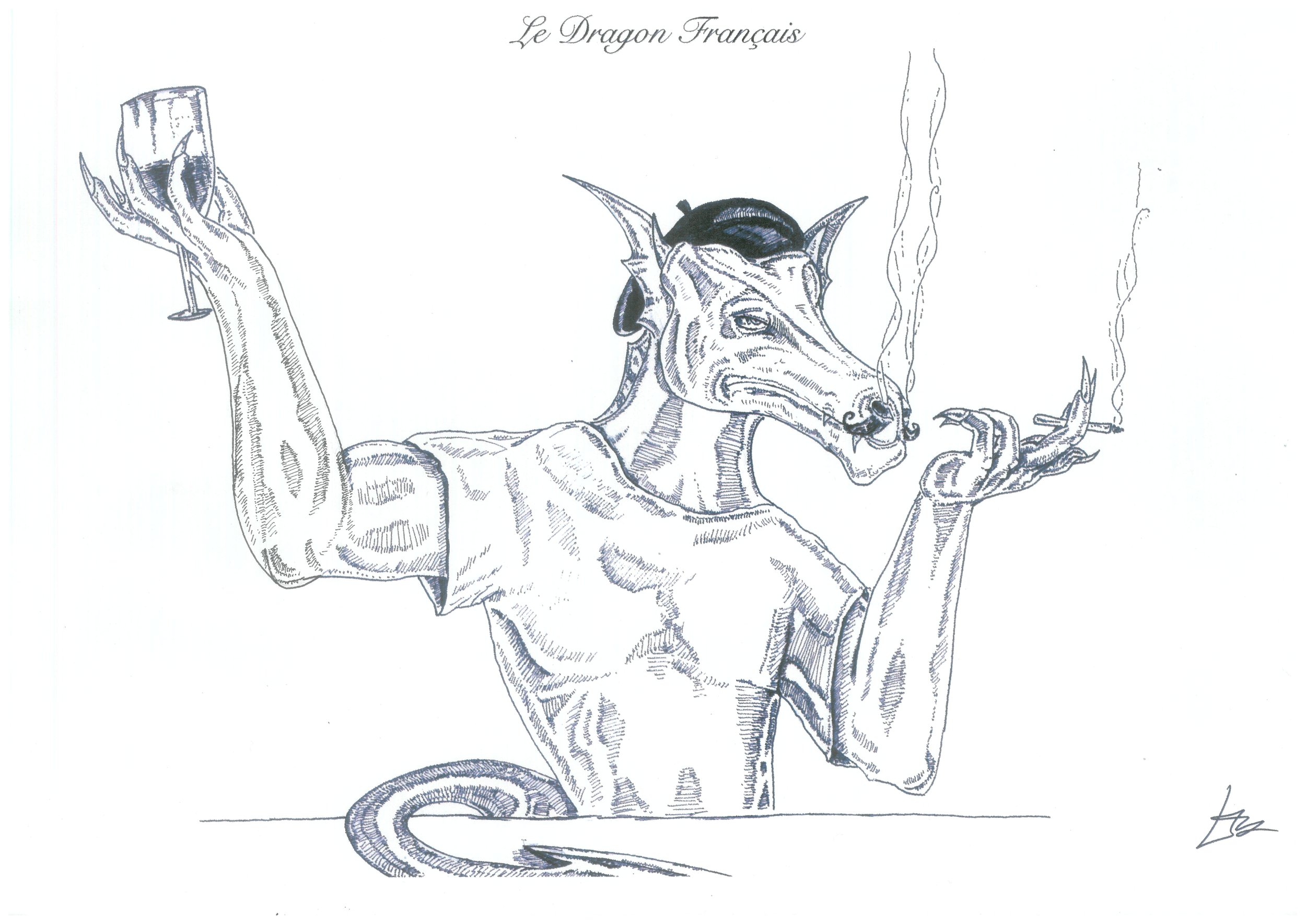 French Dragon. Pen on Paper