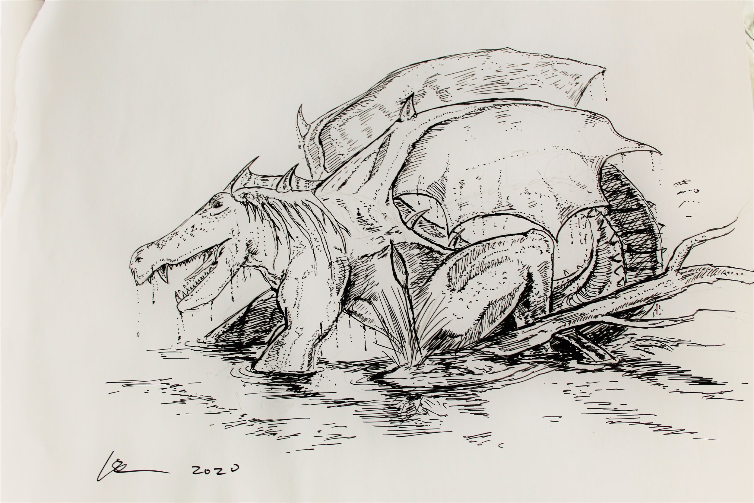 Swamp Dragon. Pen on paper