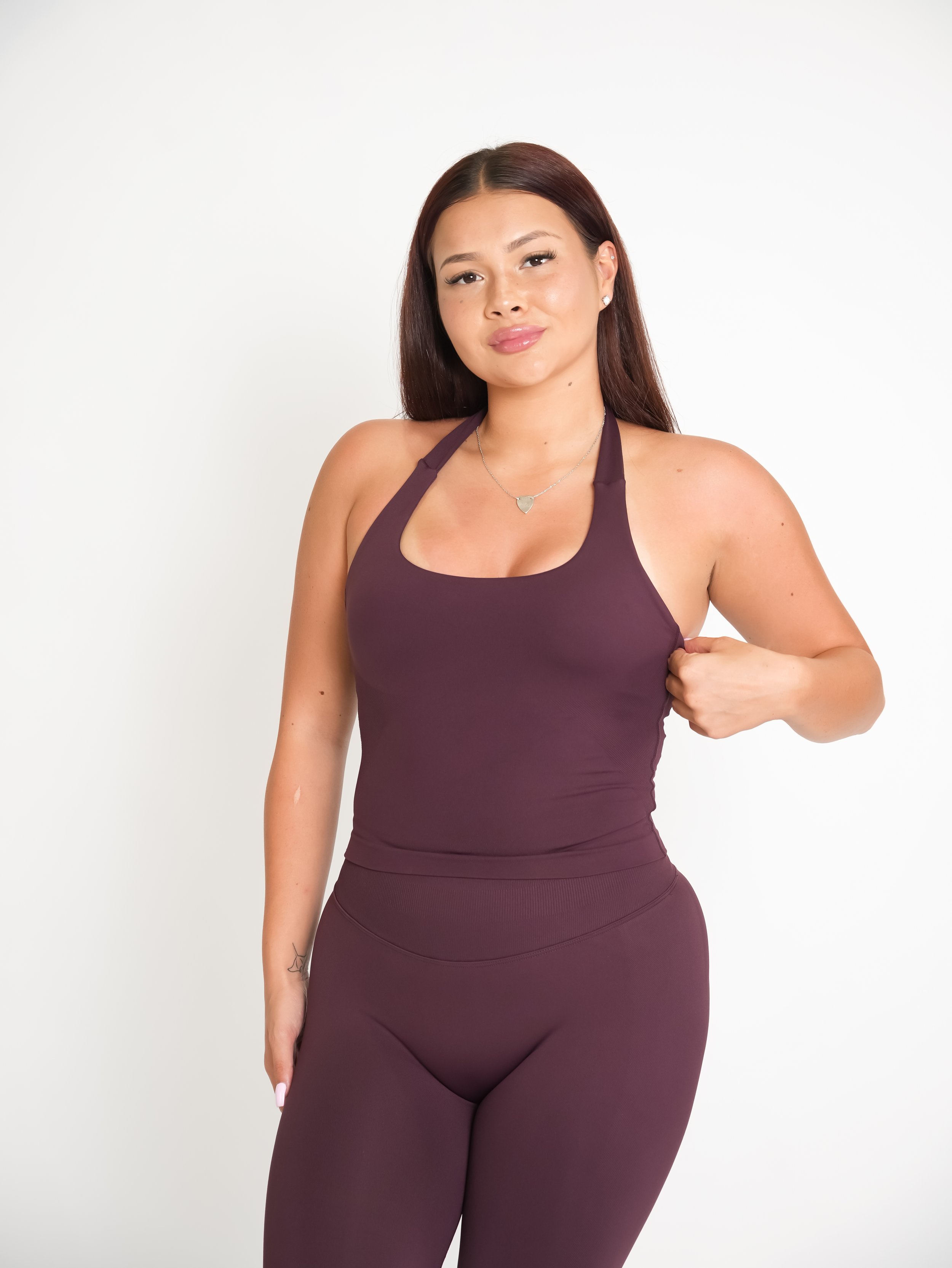 CurveContour Staple Halter Tank Smoked Plum