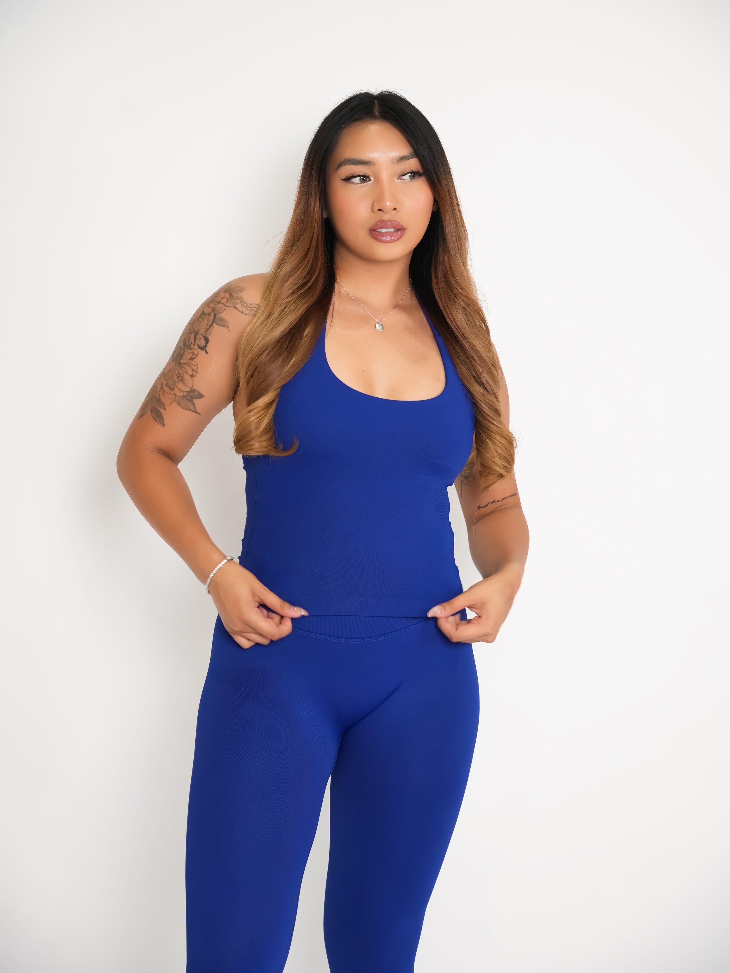 CurveContour Staple Halter Tank Sapphire