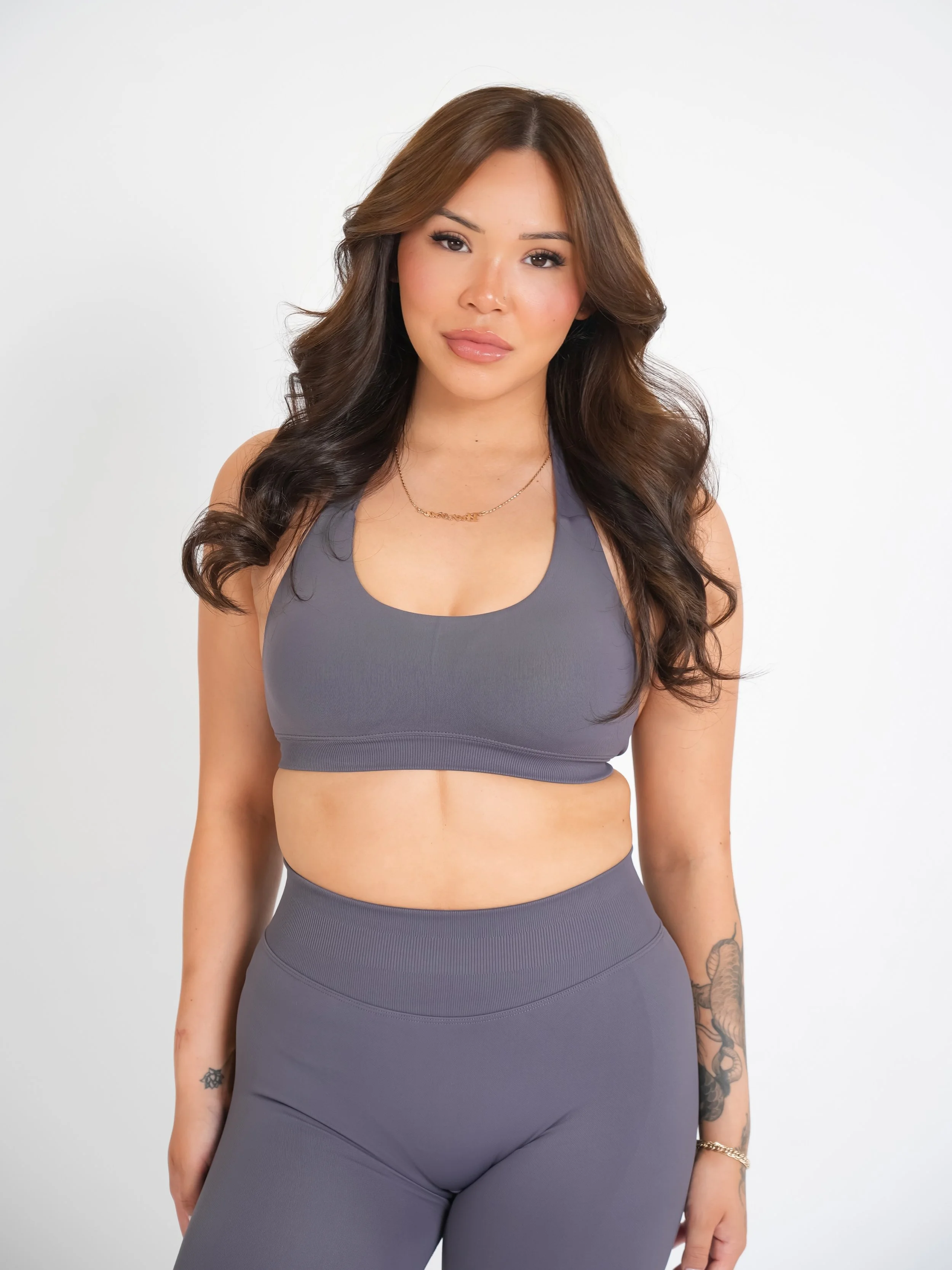 CurveContour Staple Halter Bra Mushroom