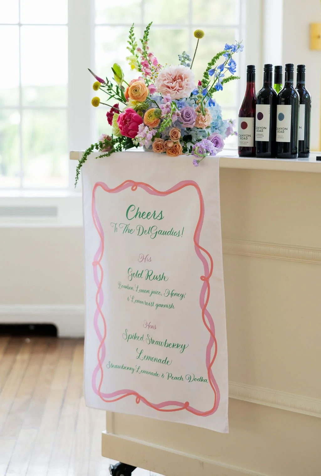 Fabric Bar Signage with Colorful Florals