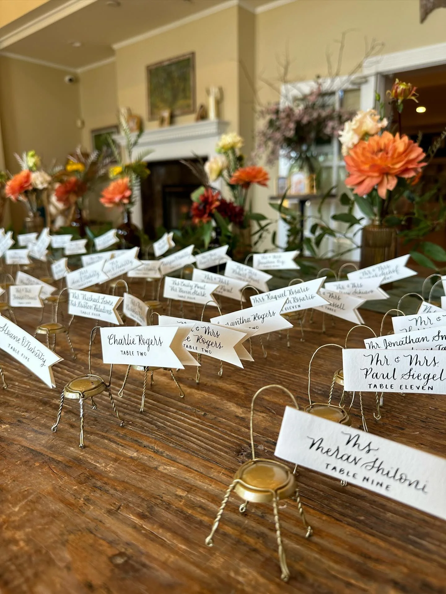 Calligraphy Champagne Chair Escort Cards
