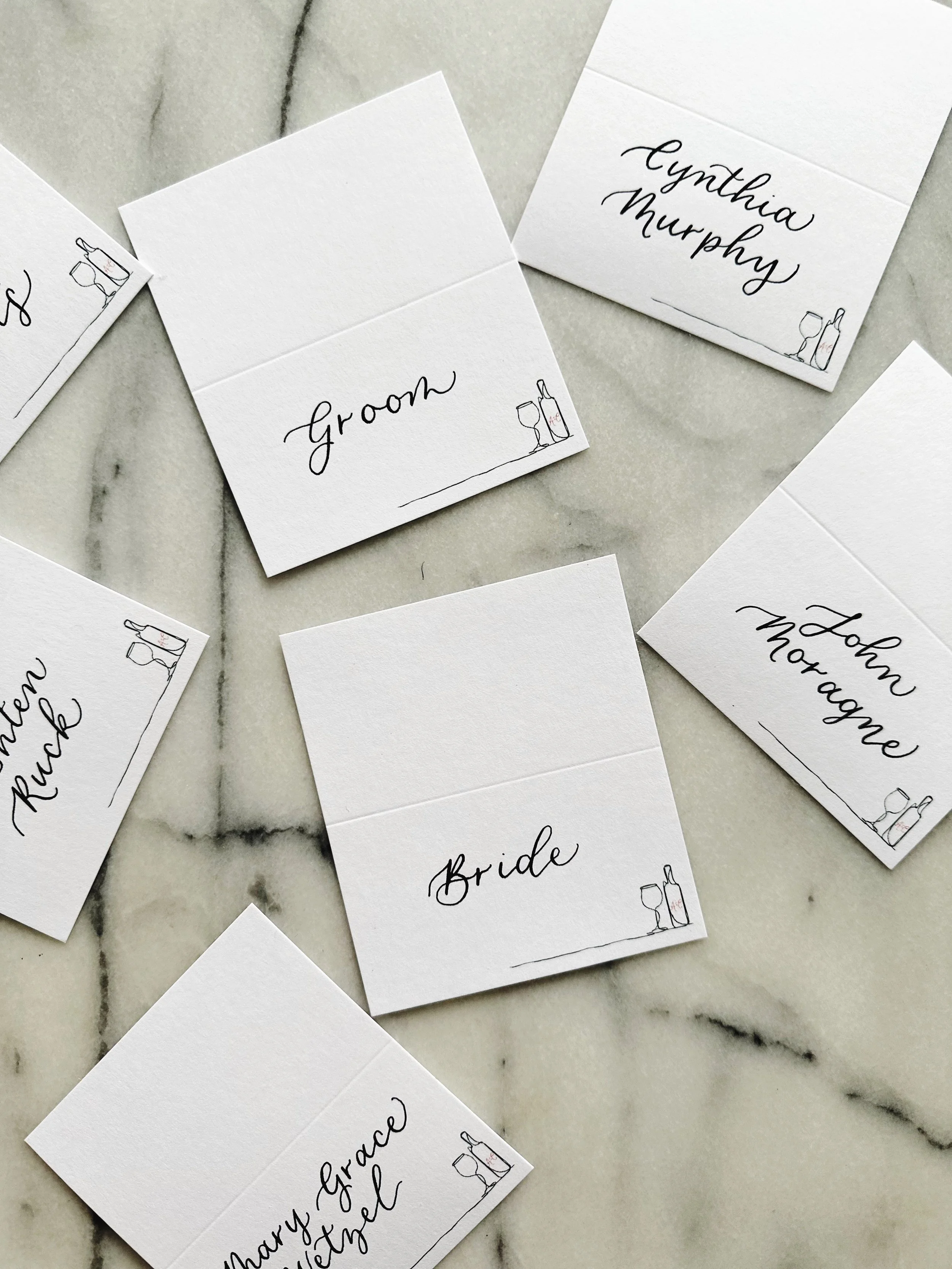 Custom Bride & Groom Monogram Place cards