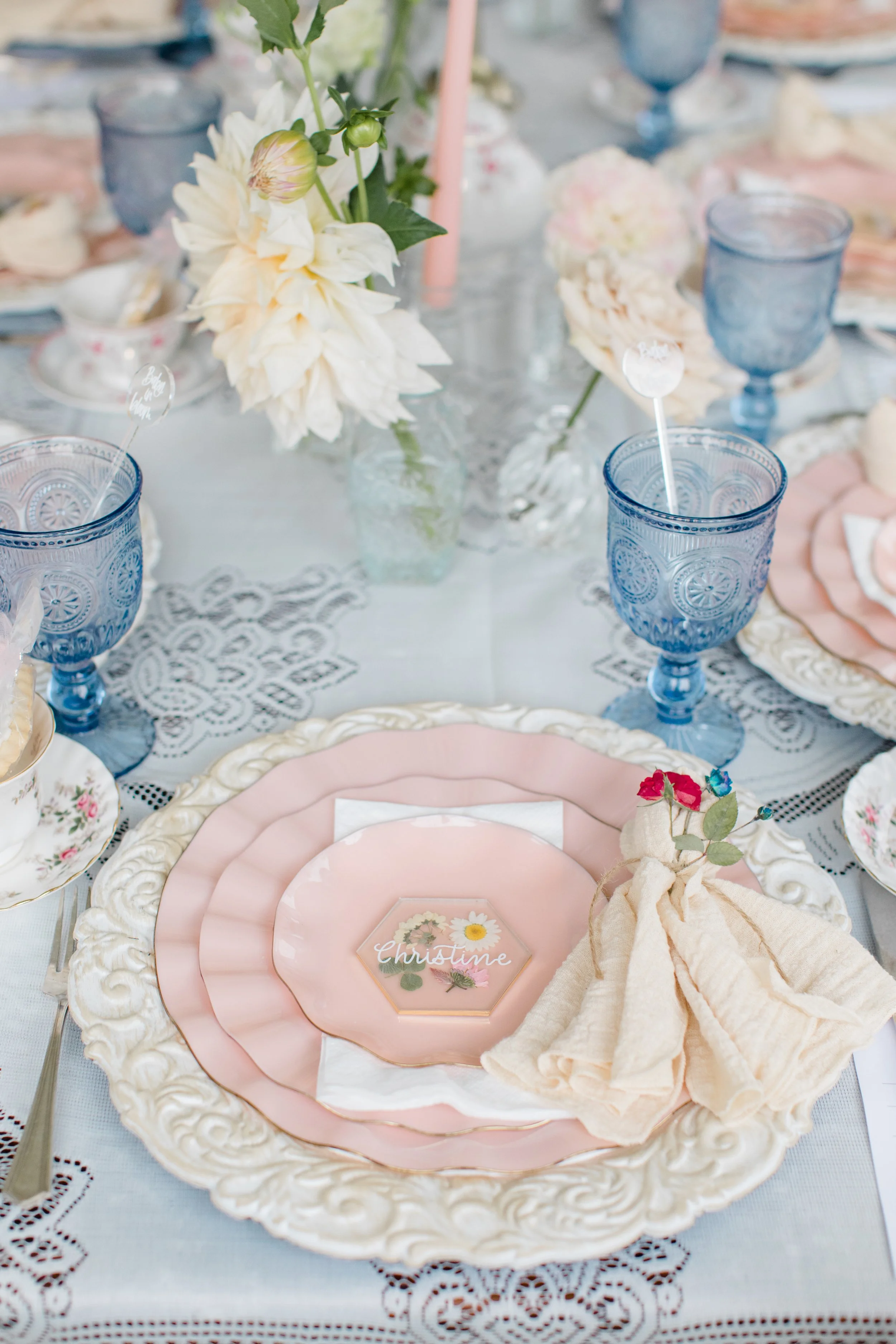 Acrylic Pressed Floral Place Cards