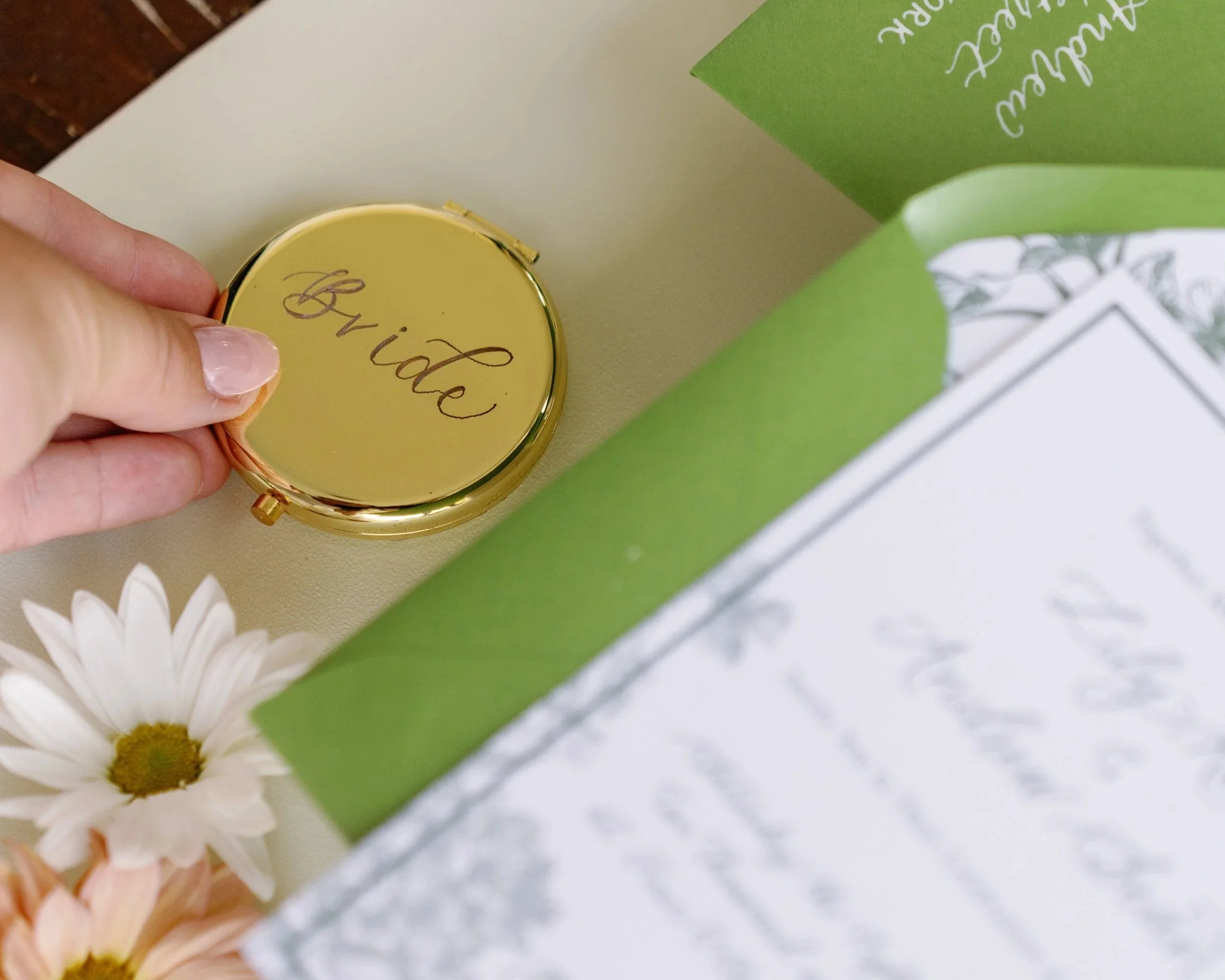 engraved compact mirror