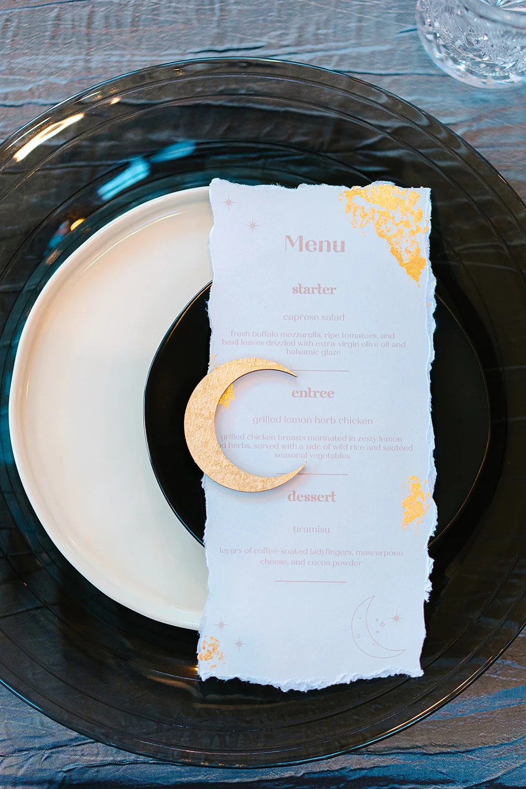 Wedding Custom Gold Foil Raw Edge Menu