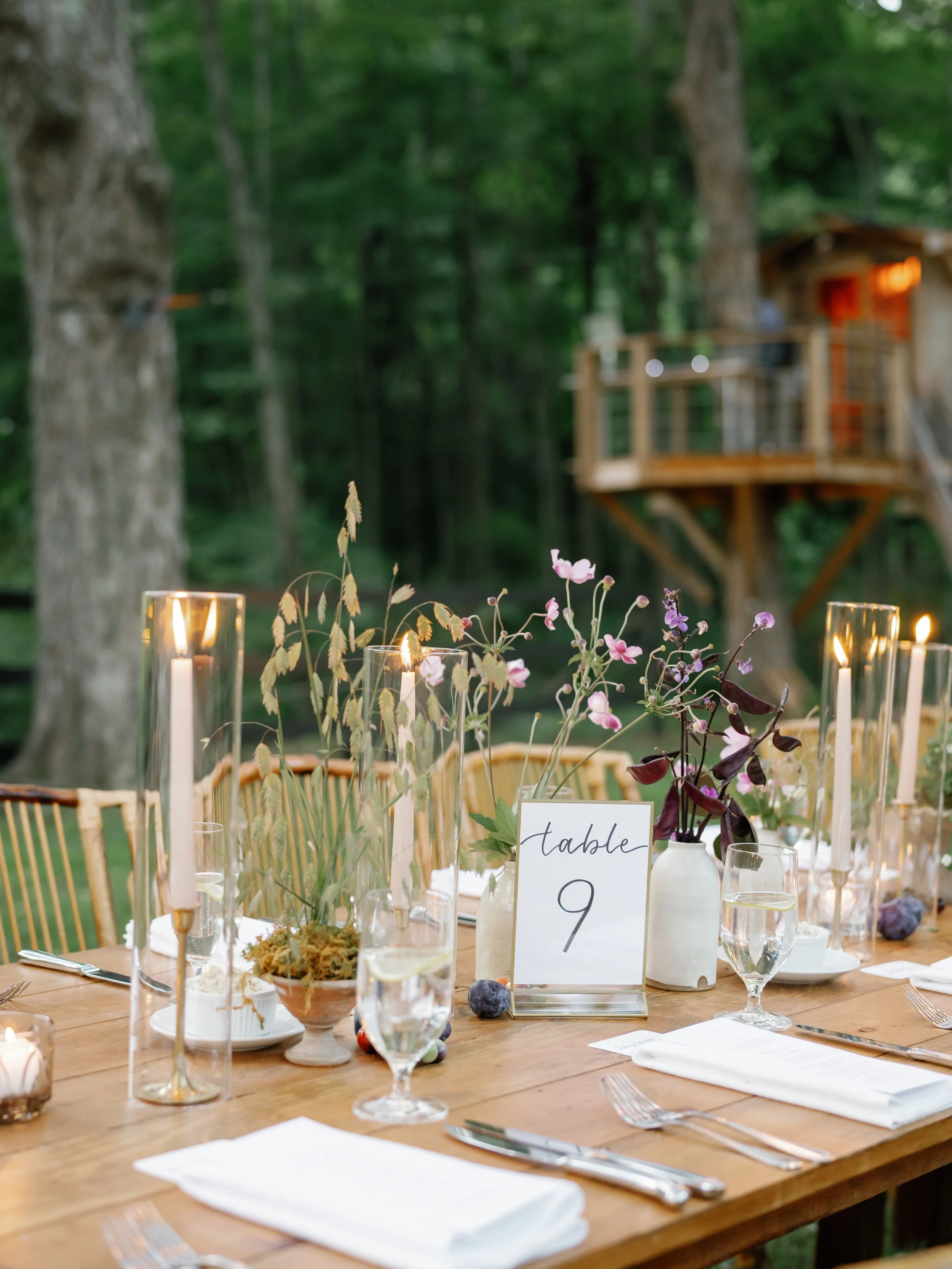 Outdoor Private Residence Wedding - Custom Calligraphy Table Numbers and Place Cards
