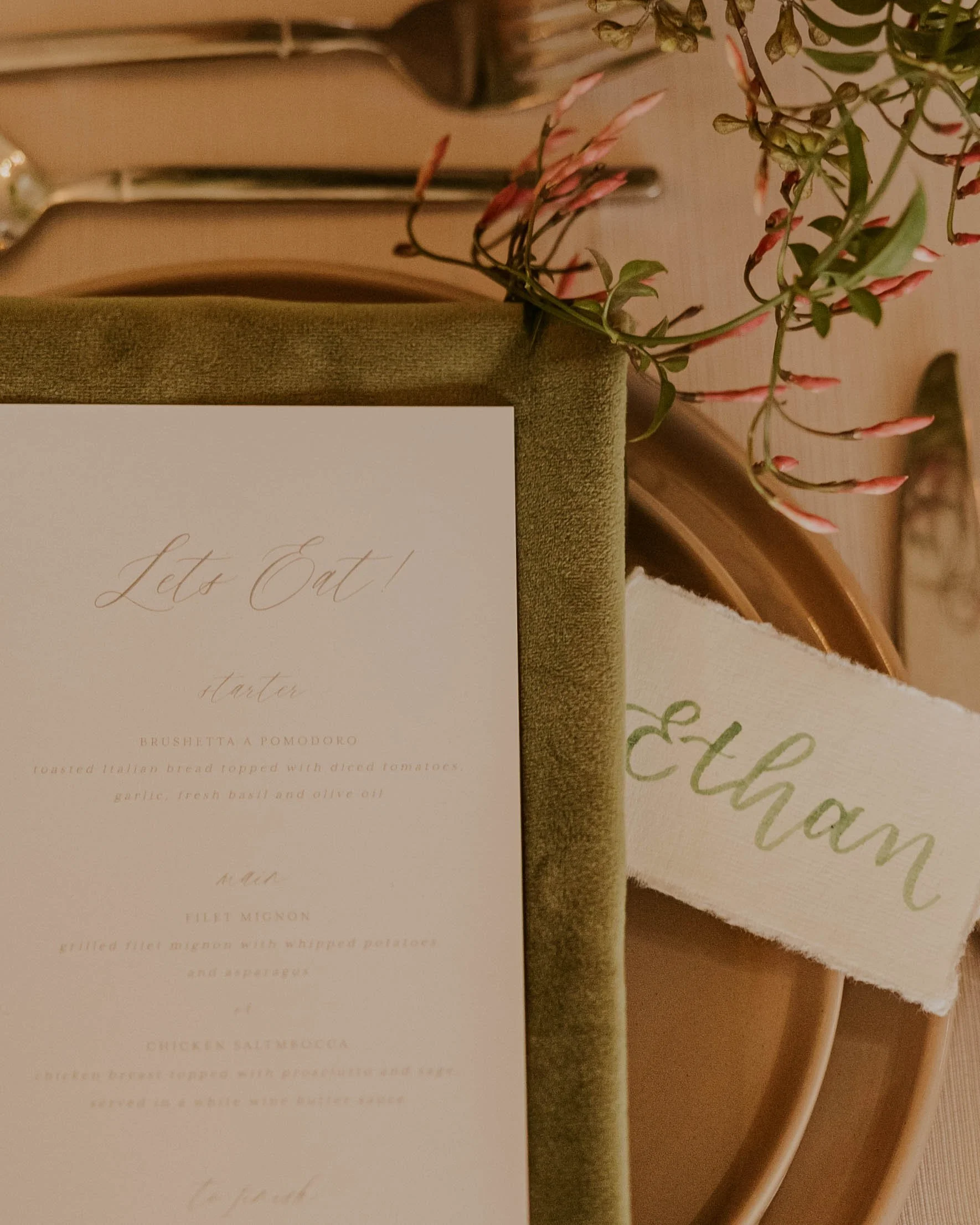 Custom Watercolor Calligraphy Place Cards - Long Island Connecticut New York Wedding 