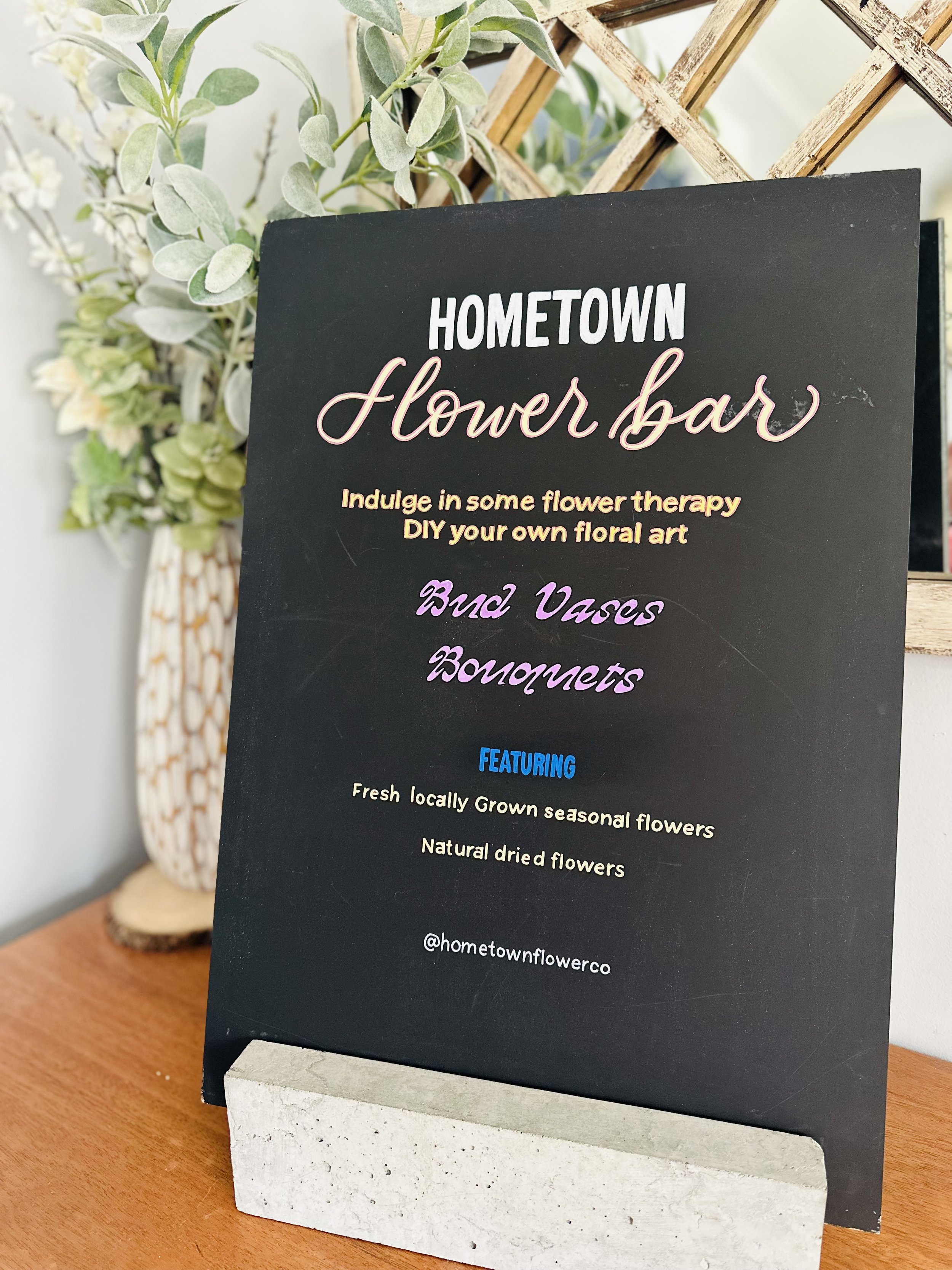 Flower Bar Chalkboard Sign for Florist Shop