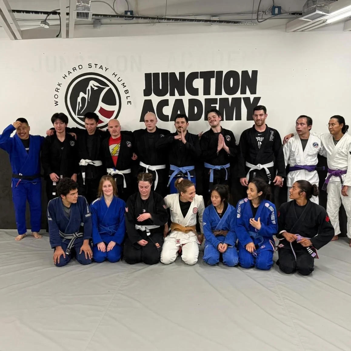 We&rsquo;re ready for Grace&rsquo;s competition class but not for the photo 😅 Come train with us 🥋❤️✌🏻!