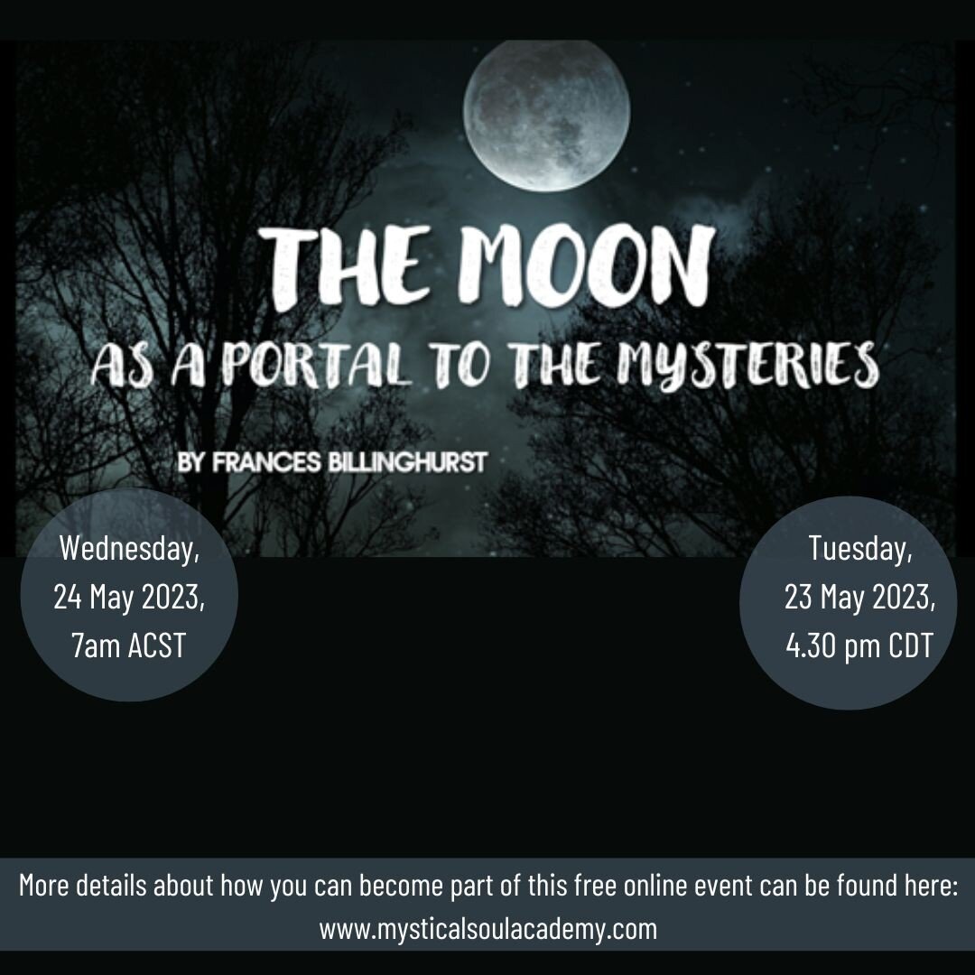 This FREE webinar about the Moon as a Portal to the Mysteries will be taking place this Wednesday morning (ACST) - or Tuesday afternoon in the USA.

It is absolutely free to join and will be recorded so that if you have registered for my newsletter, 