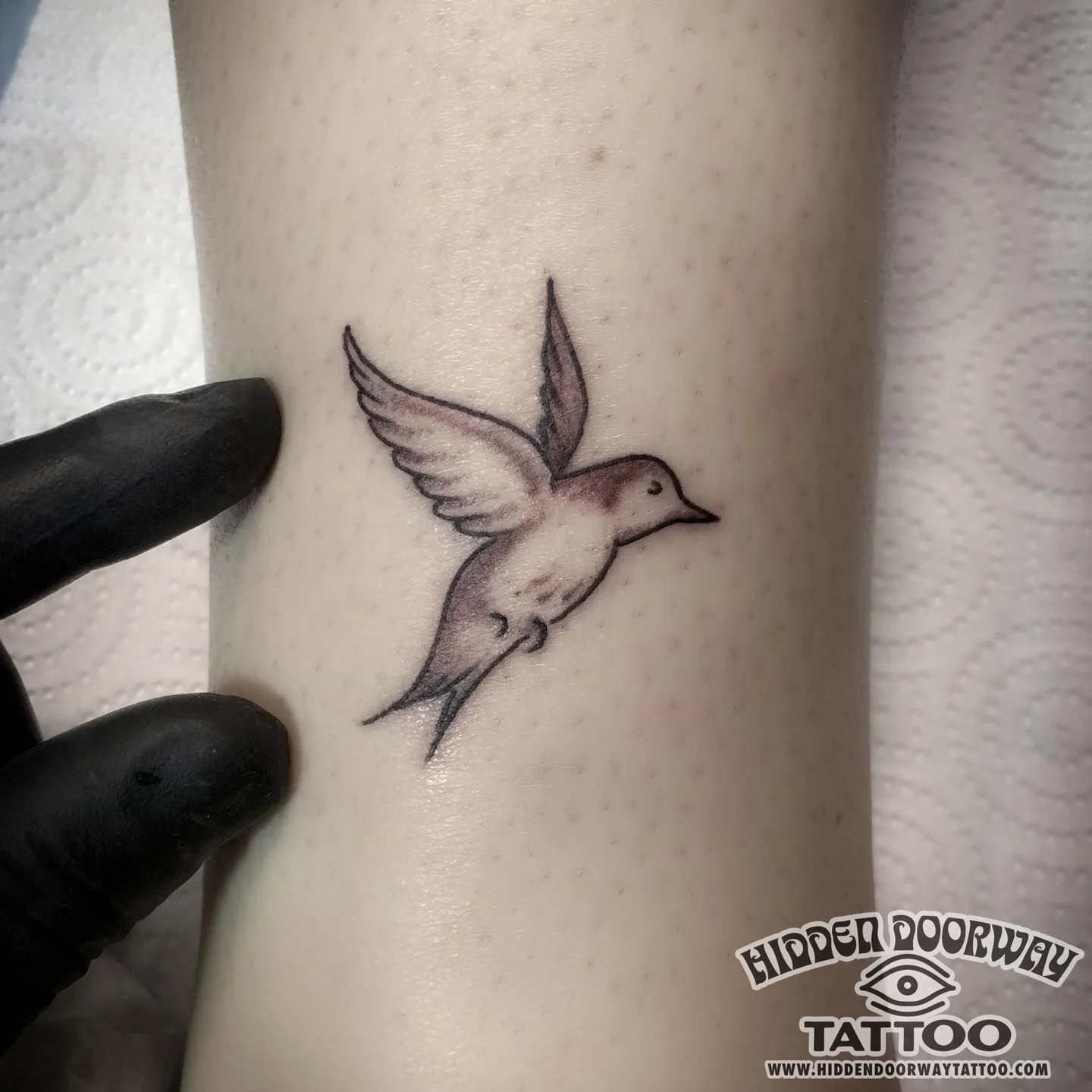 Tatuaje pájaro línea fina Barcelona