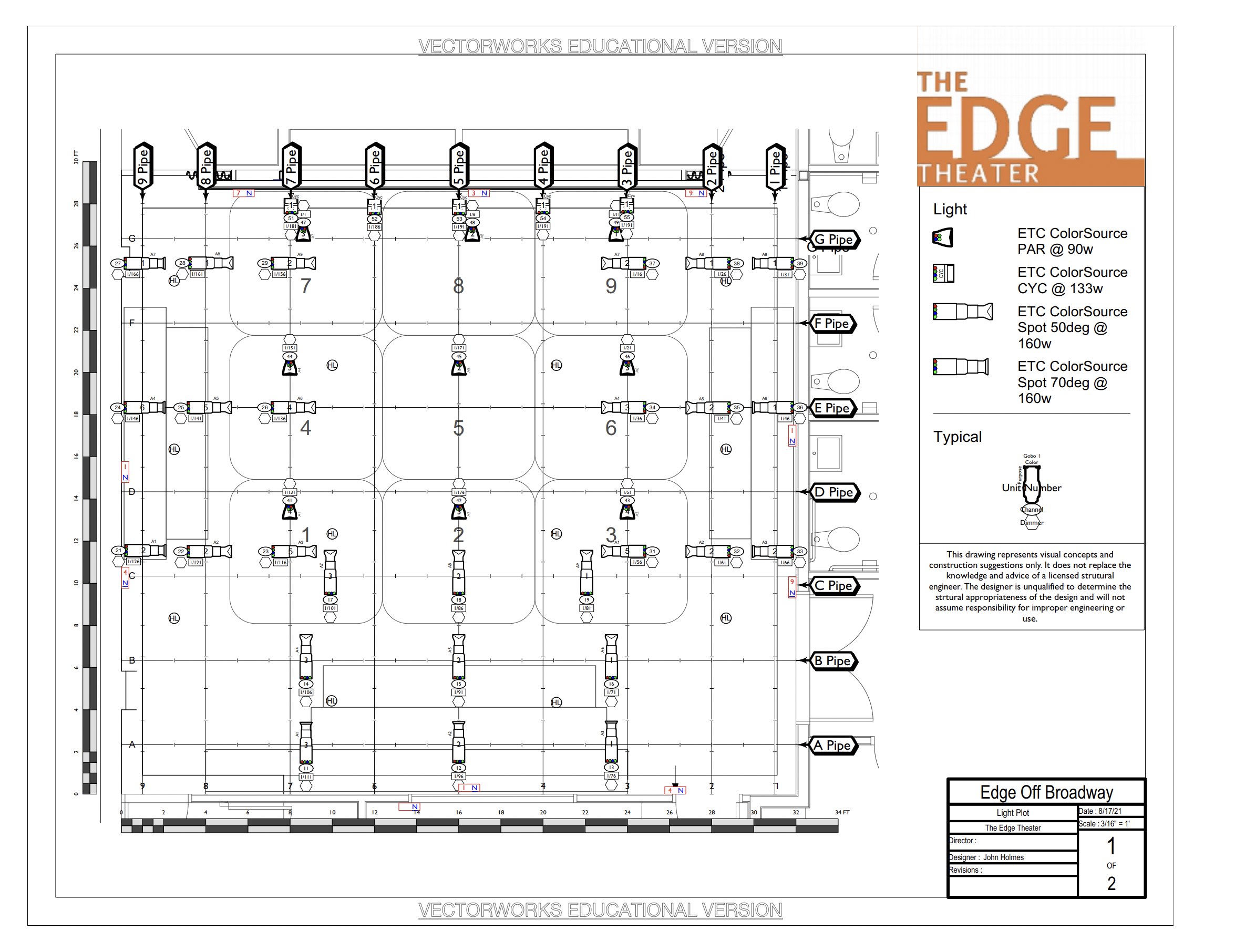 This is the lighting plot that we used for the show.