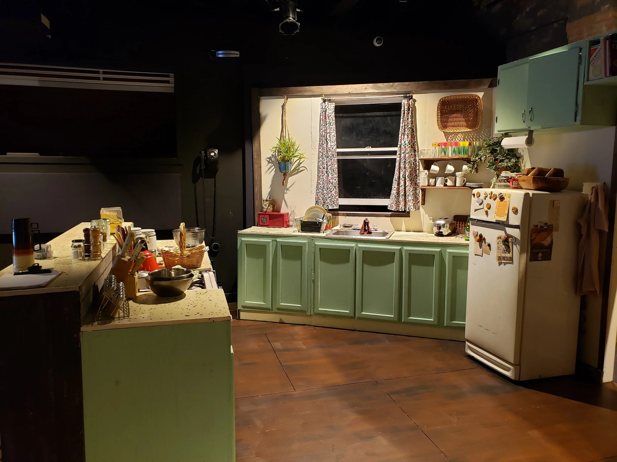 In this show, there were editable props and food props that the actors used. As Assistant Stage Manager, it was my job to help clean all the props and re-set the stage for the second act and at the end of show.