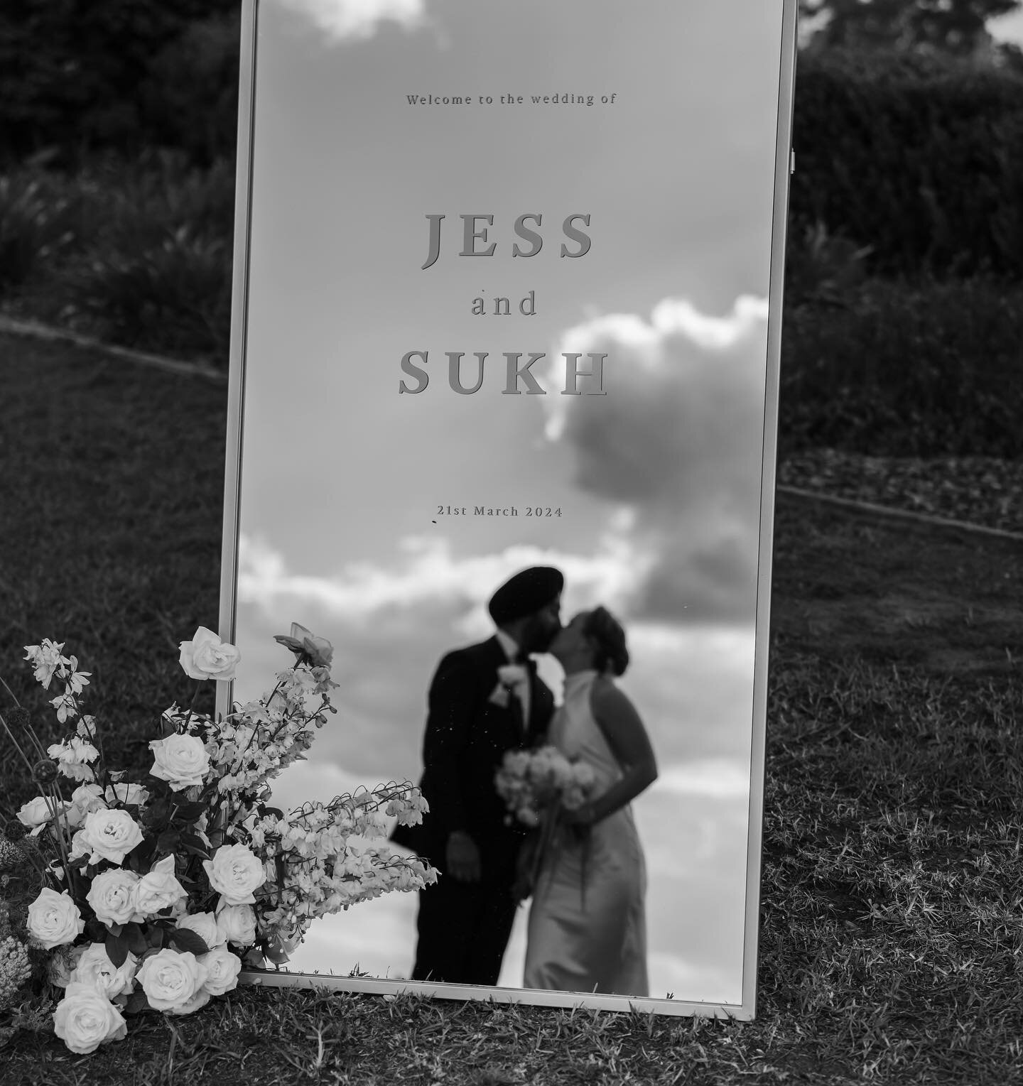 Jess &amp; Sukh &mdash; a series of their love captured deeply through their Personalised Mirror Welcome Sign 🤍