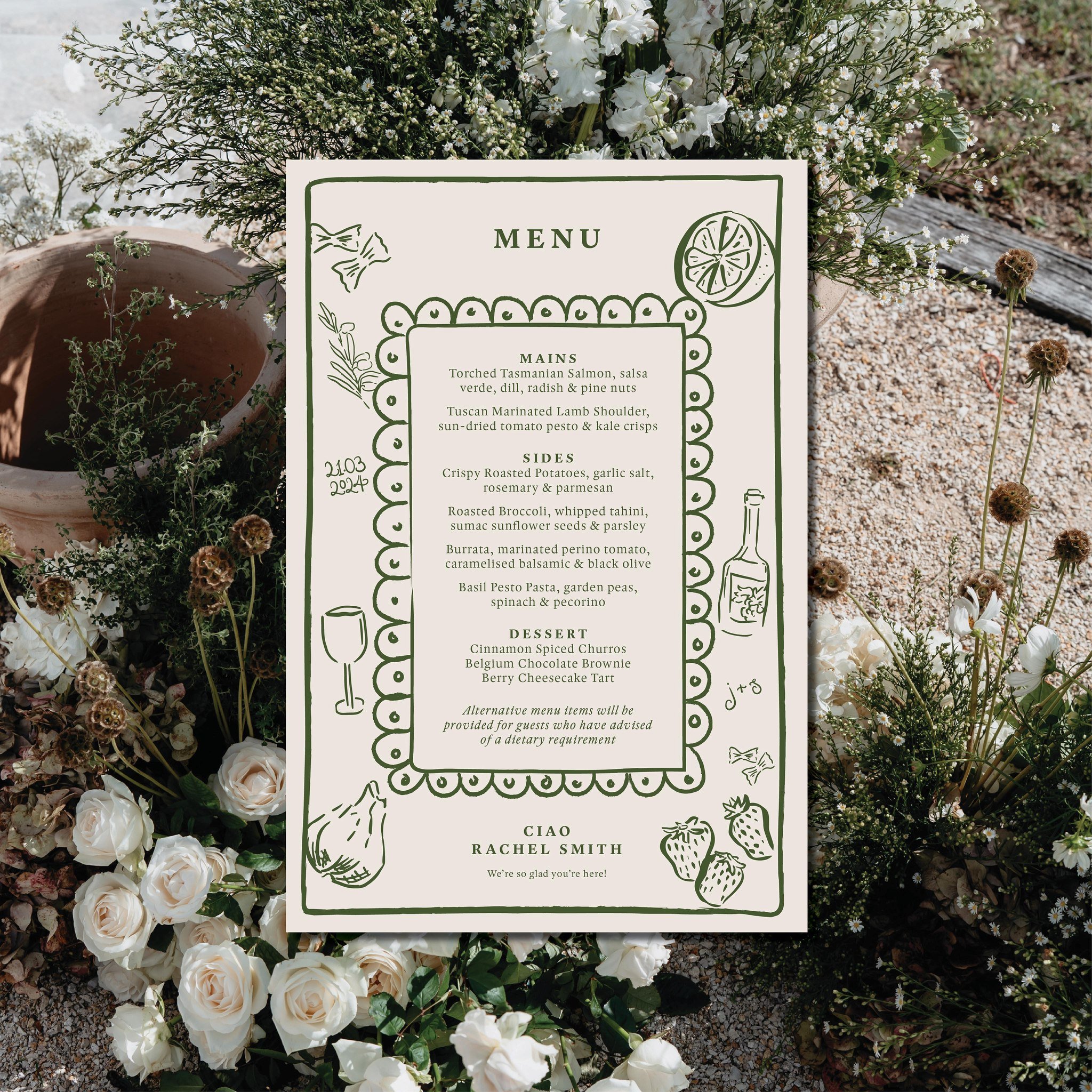 Tuscan inspired menu design for Jess and Sukh&rsquo;s gorgeous wedding in March 🤍

@prettyinwhiteevents_ 
@rippleweddings 
@petalbang
@the.wilderness.chef 
@nicitaestate 
@prestigepartyhire 
@simply.seated 
@maddisonjayne_design 
@thewhitetree 
@air