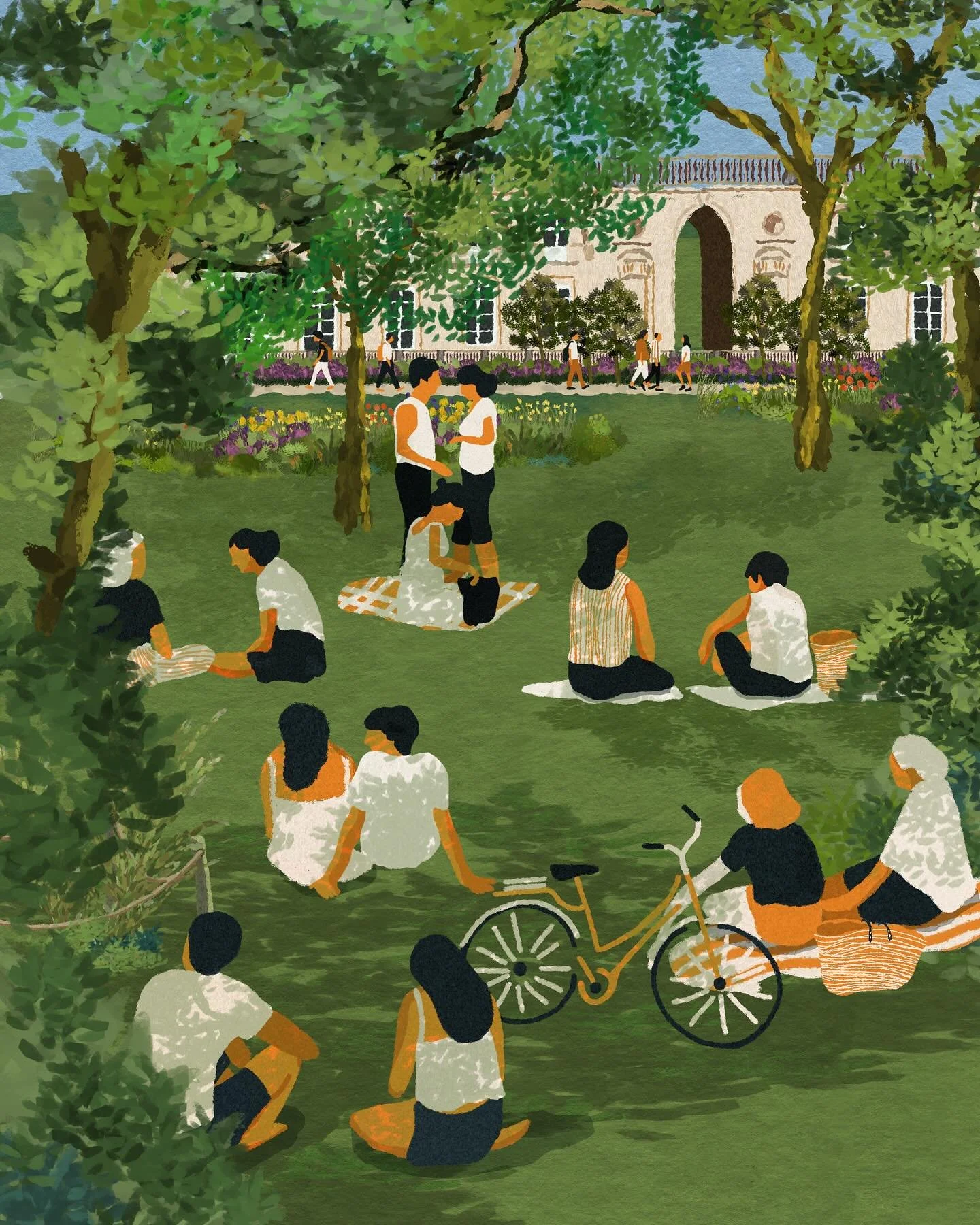 Carnet urbain d&rsquo;un &eacute;t&eacute; en ville - &agrave; la recherche d&rsquo;ombre, s&rsquo;&eacute;chapper un instant, entre deux rues, dans la fra&icirc;cheur d&rsquo;un jardin 🌳🐝

#illustration #theillustrationroom #bordeaux